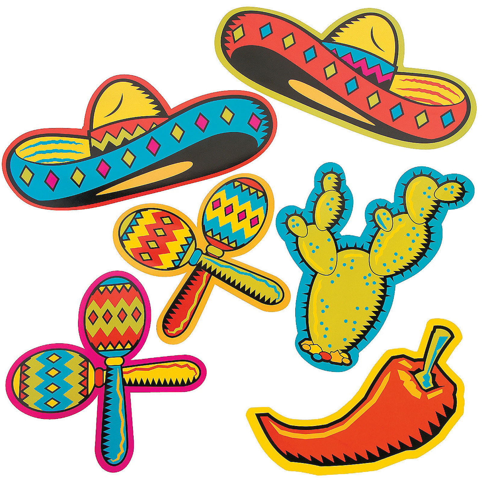 Fiesta Cutout Wall Decorations (Pack of 6)