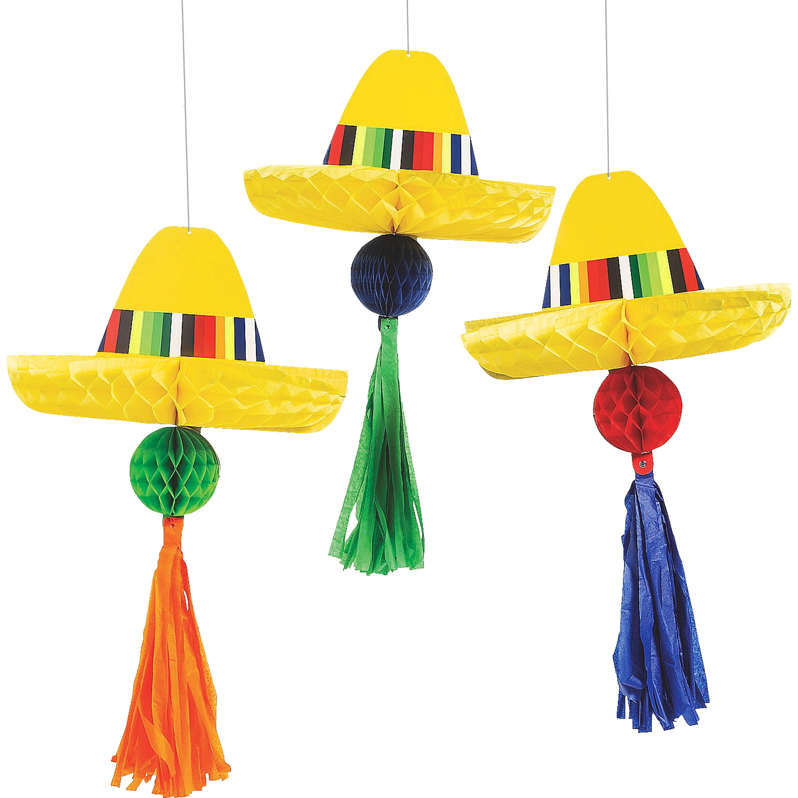Sombero Honeycomb Hanging Decorations (Pack of 3)