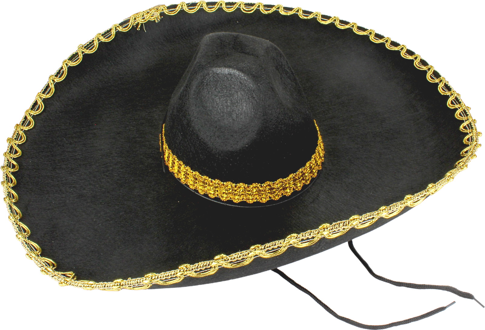 Black and Gold Embroidered Sombrero Hat