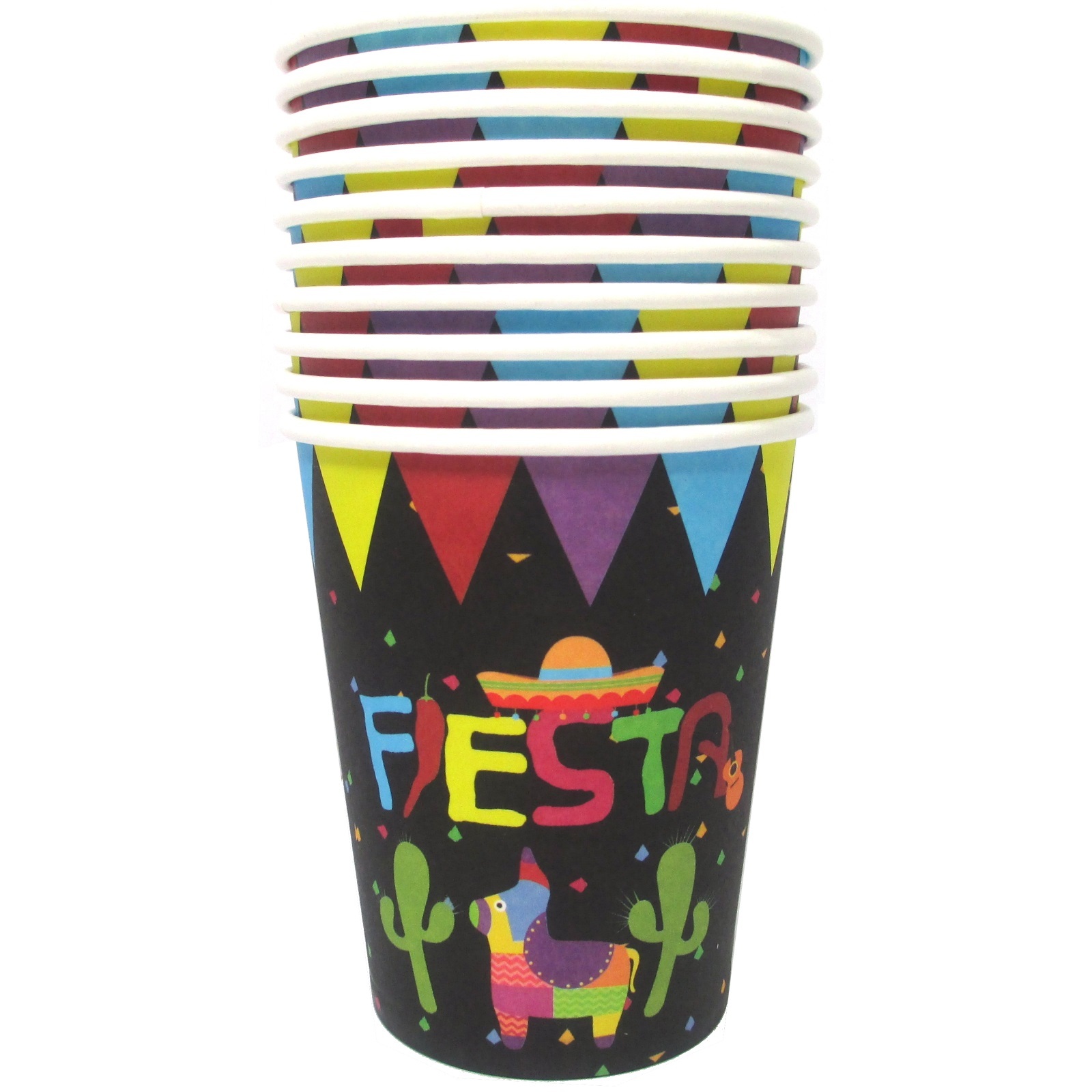 Fiesta Paper Cups (Pack of 10) - Discount Party Supplies