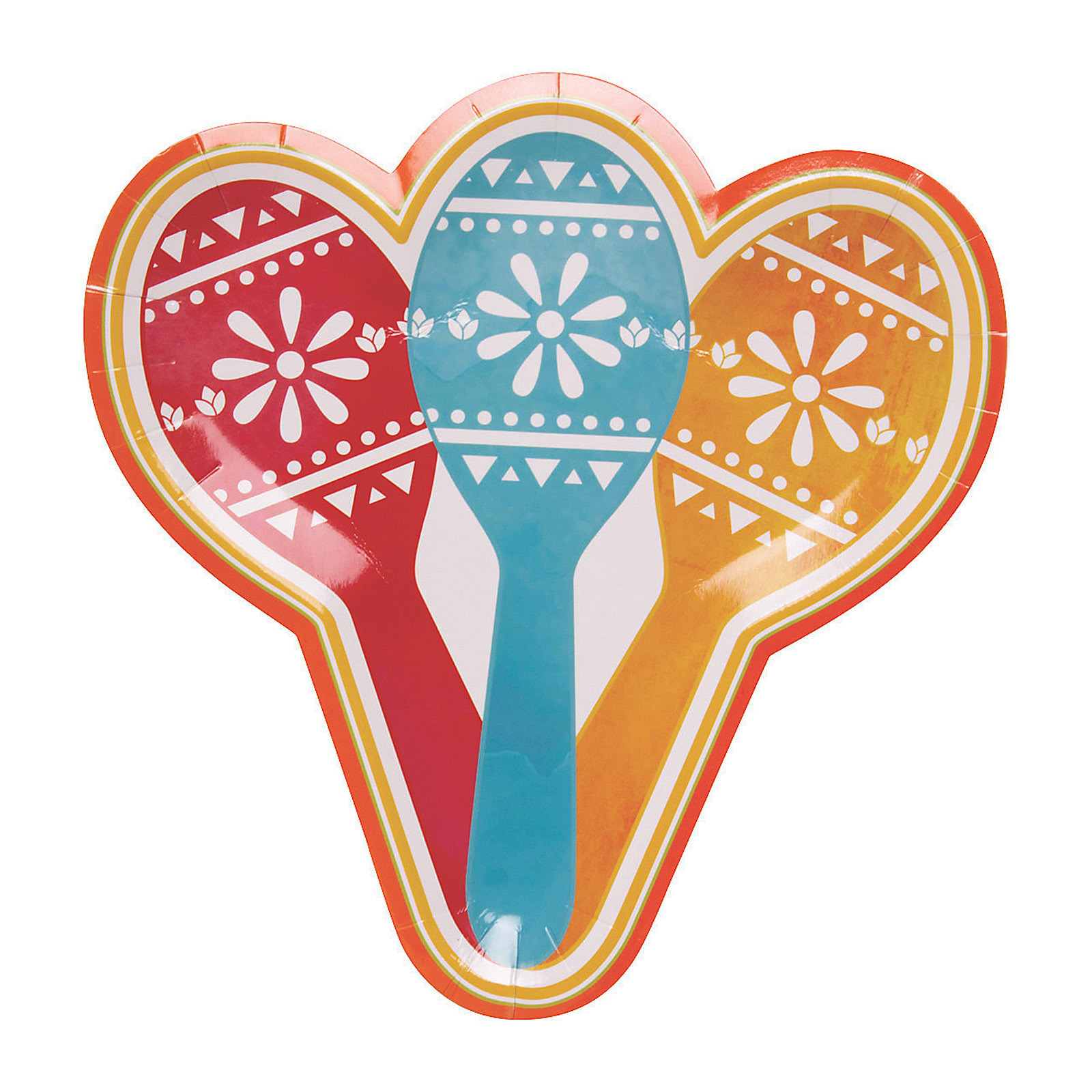 Let’s Fiesta Maraca Shaped Small Paper Plates (Pack of 8)