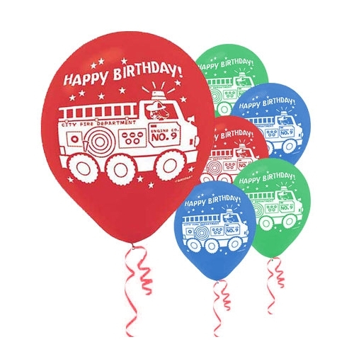 Fire Engine Fun Balloons (Pack of 6)