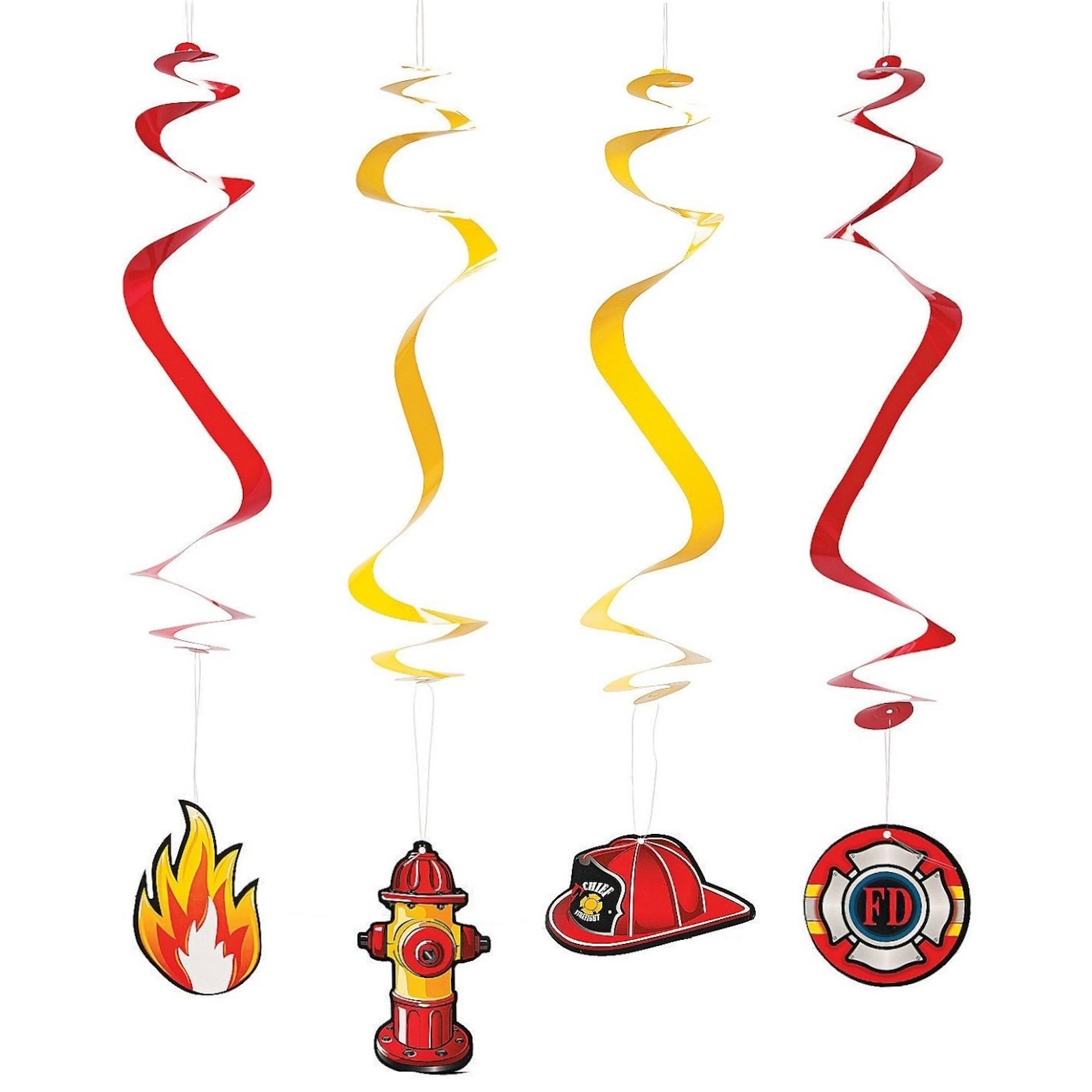 Firefighter Swirl Decorations (Pack of 12)