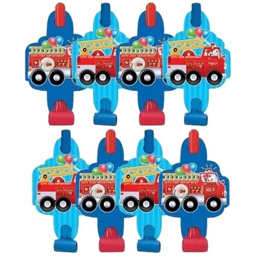 Fire Engine Fun Party Blowers (Pack of 8)