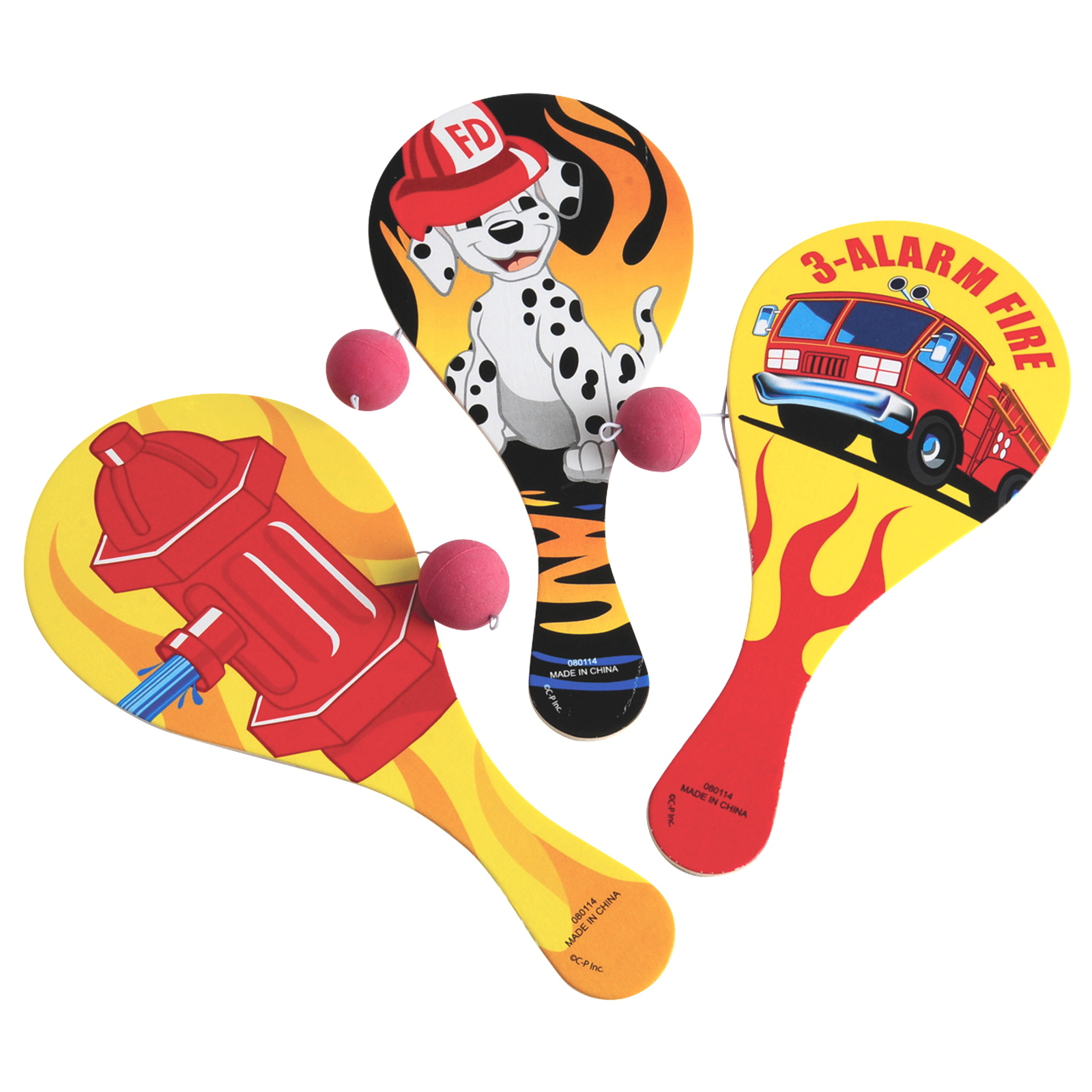 Firefighter Paddleball Toys (Pack 12)