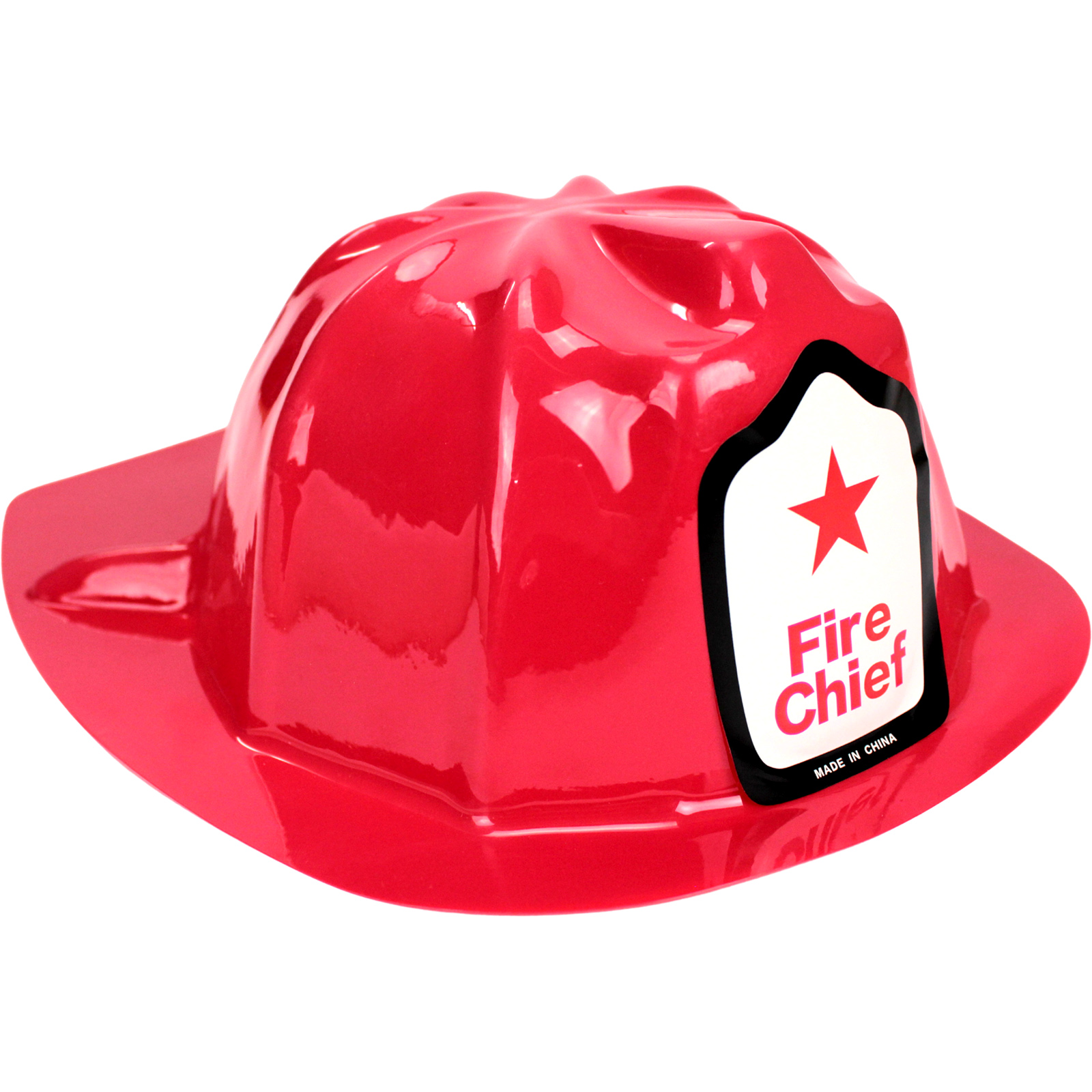 Kids Red Plastic Fire Chief Hat 