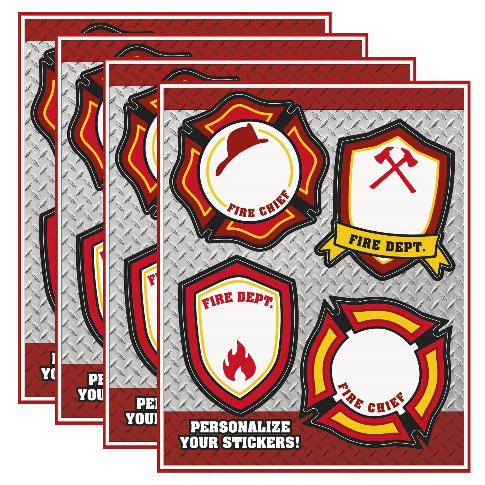 Firefighter Name Badge Stickers (4 Sheets)