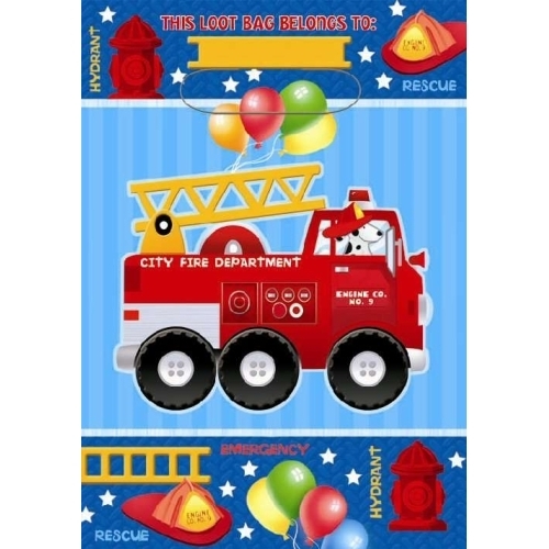 Fire Engine Fun Lolly/Treat Bags (Pack of 8)