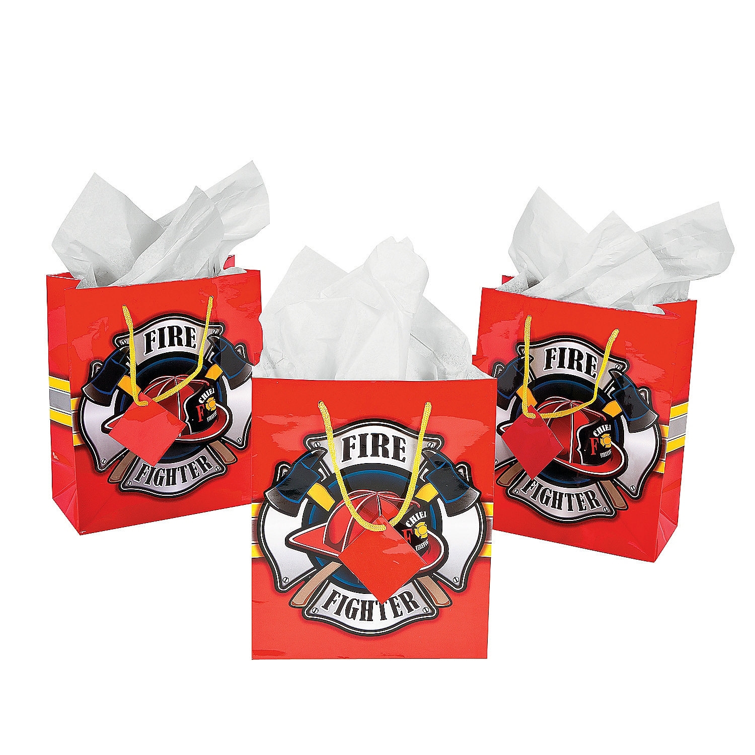 Firefighter Party Paper Gift Bags (Pack of 12)