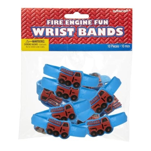 Fire Engine Fun Rubber Wristbands (Pack of 10)