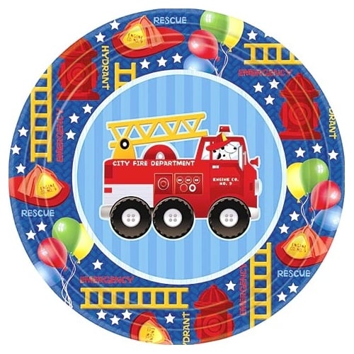 Fire Engine Fun Small Paper Plates (Pack of 8)