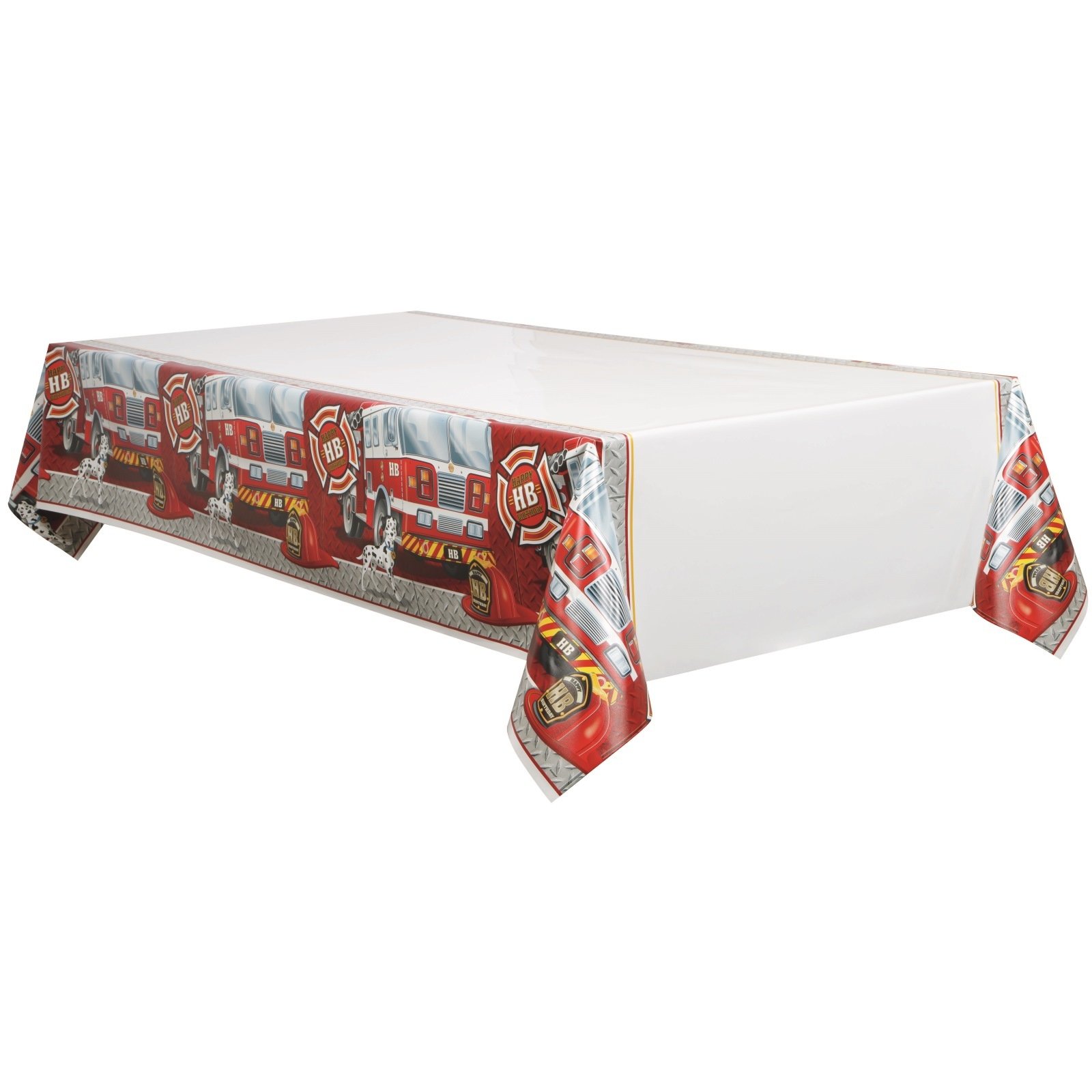 Fire Truck Plastic Tablecloth