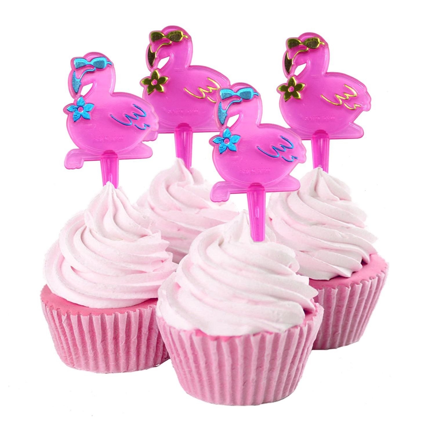 Flamingo Luau Cupcake Picks (Pack of 12)