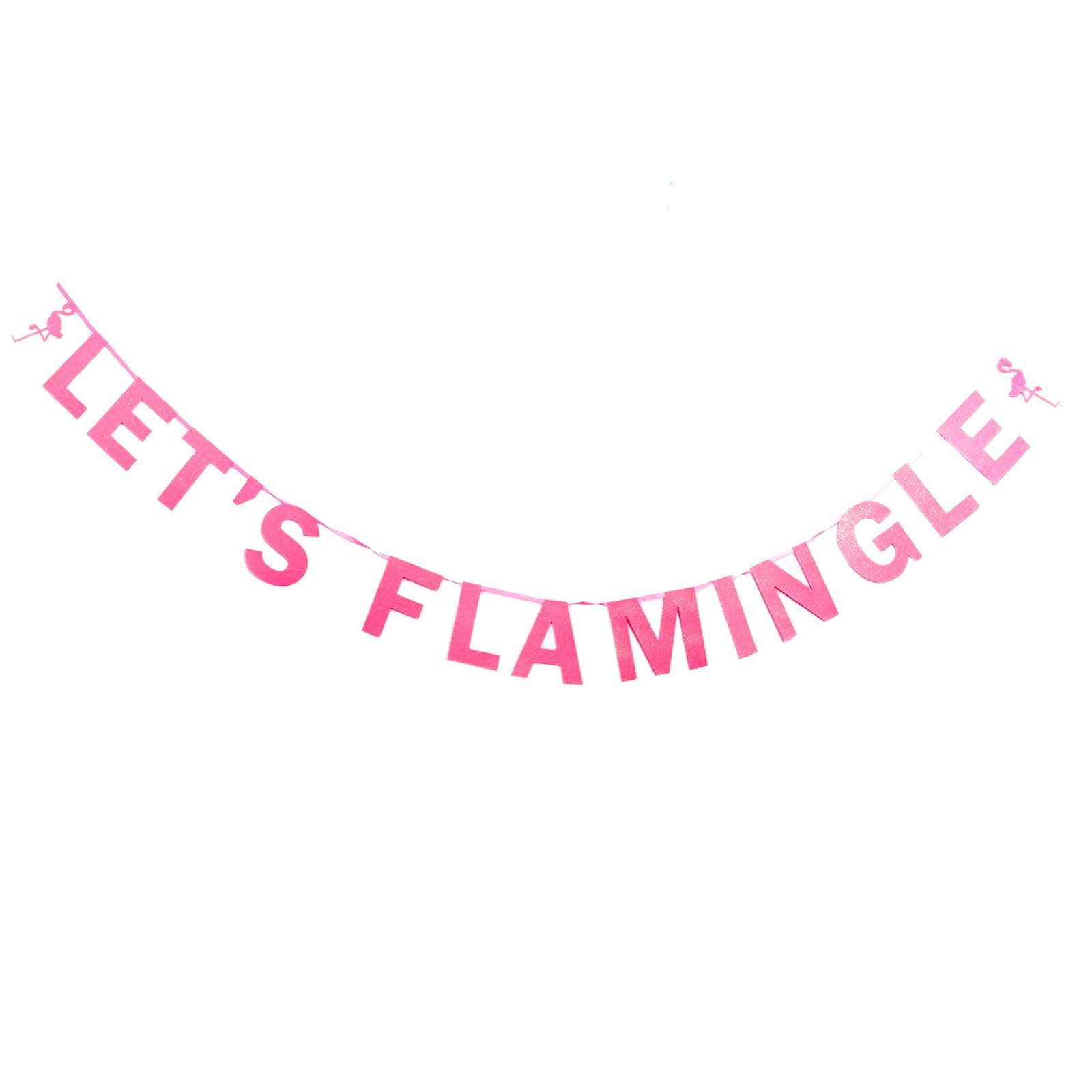 Pink Glitter Let's Flamingle Letter Banner