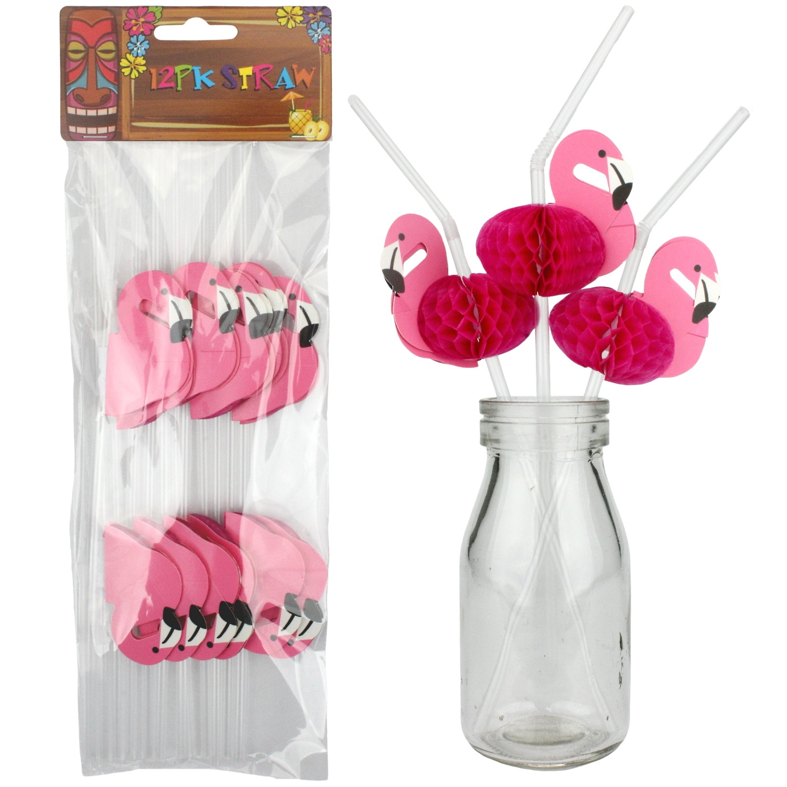 Pink Flamingo Straws (Pack of 12)