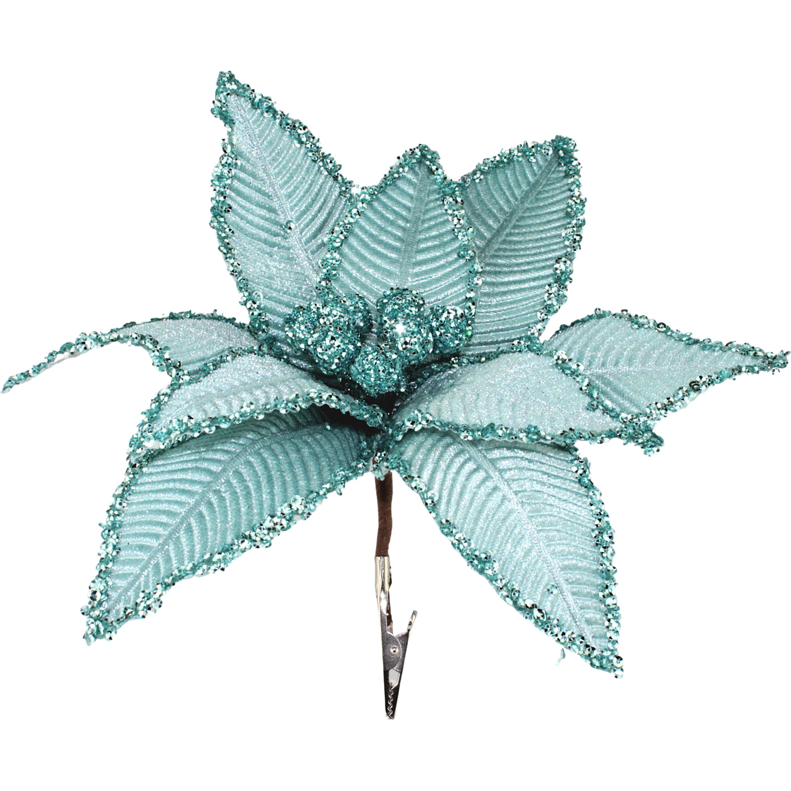 Pale Blue Poinsettia With Clip