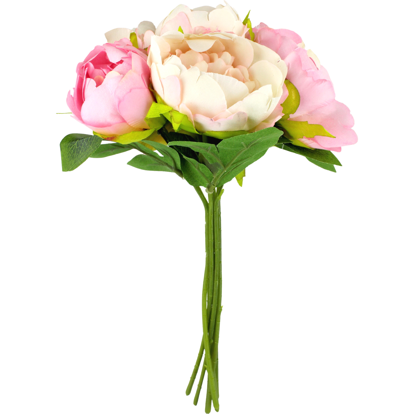 Pink Pomponella Rose Artificial Flower Bouquet (7 Stems)