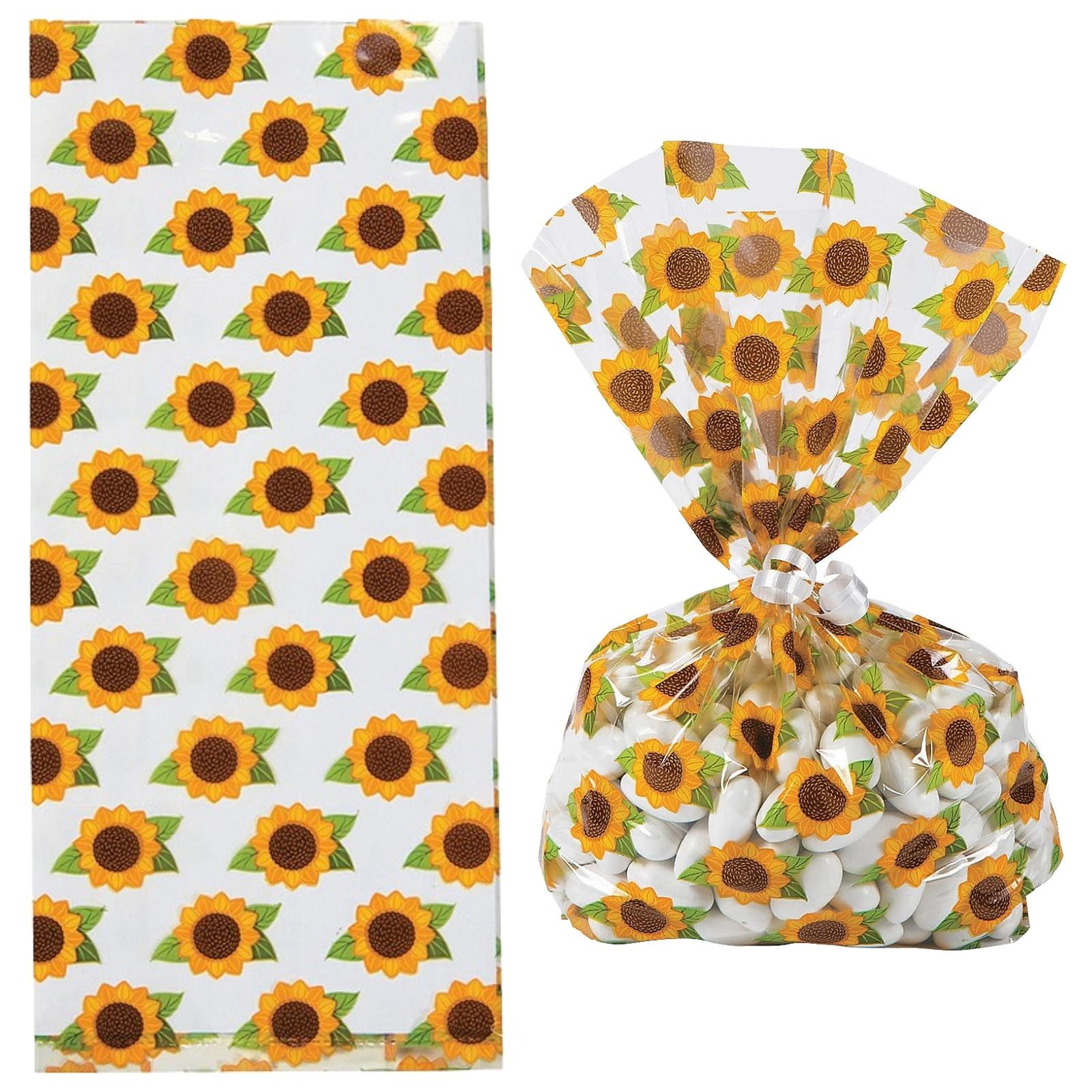 Sunflower Party Cellophane Treat Bags (Pack of 12)