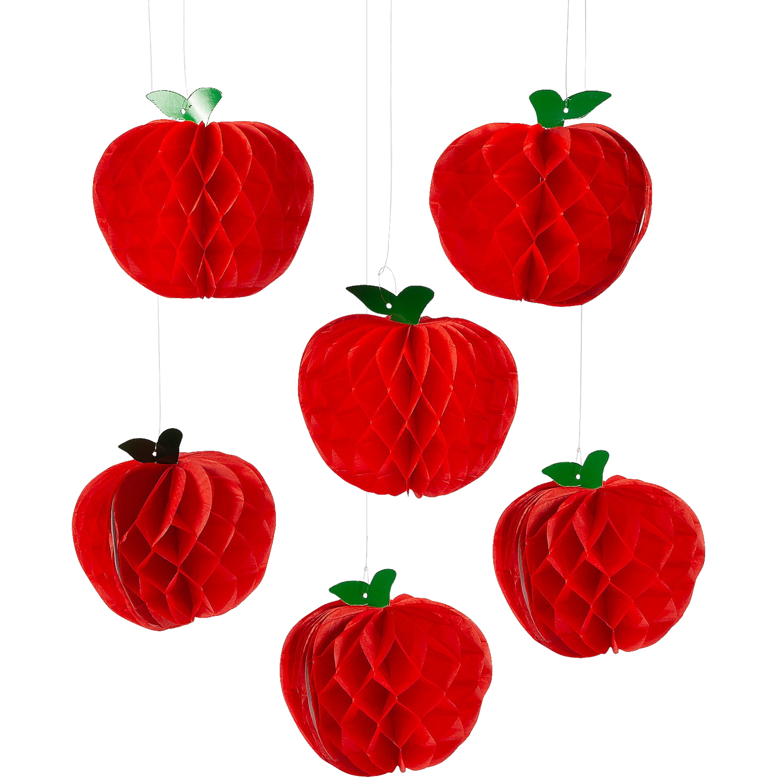 Apple Hanging Honeycomb Decorations (Pack of 6) 