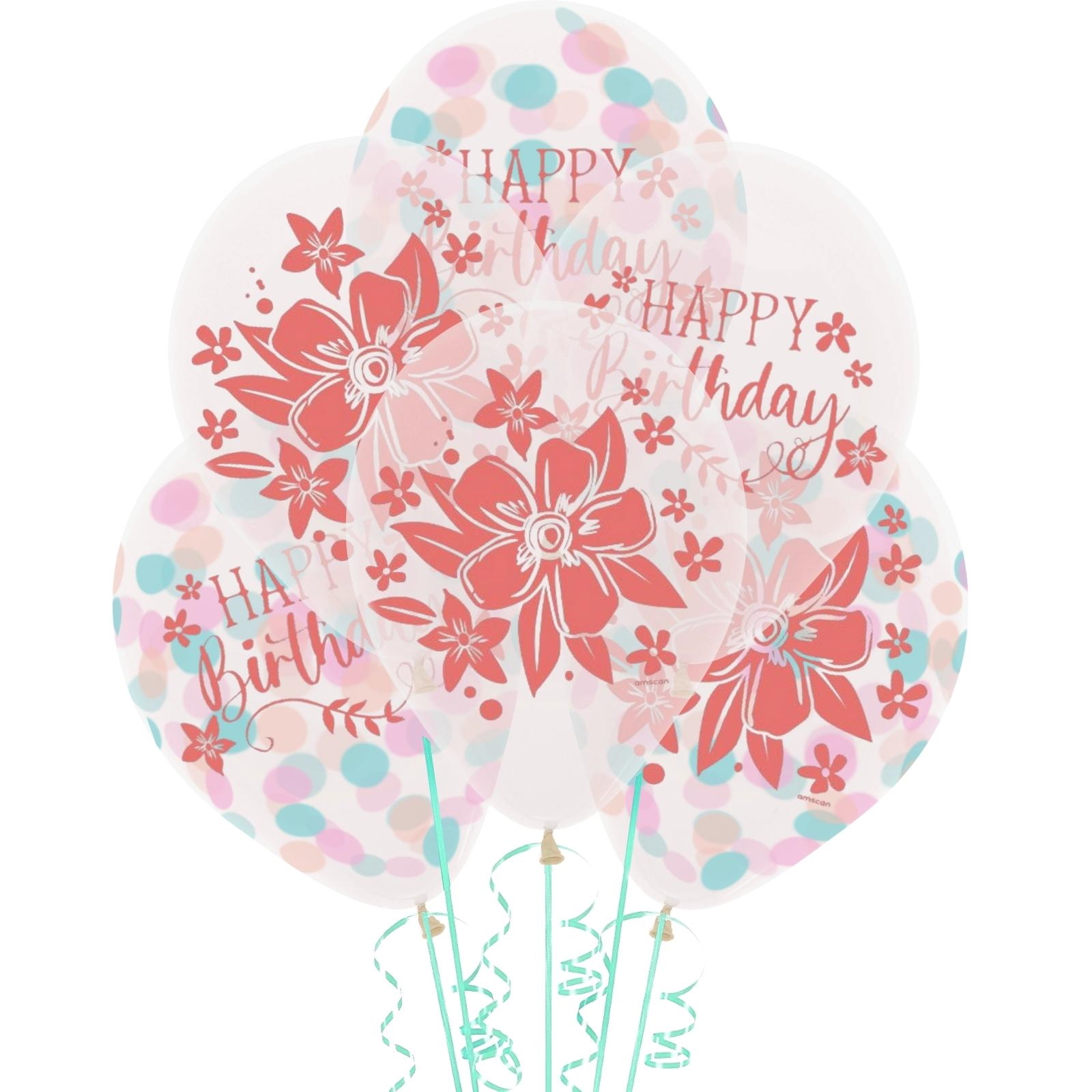 Free Spirit Happy Birthday Confetti Balloons (Pack of 6)
