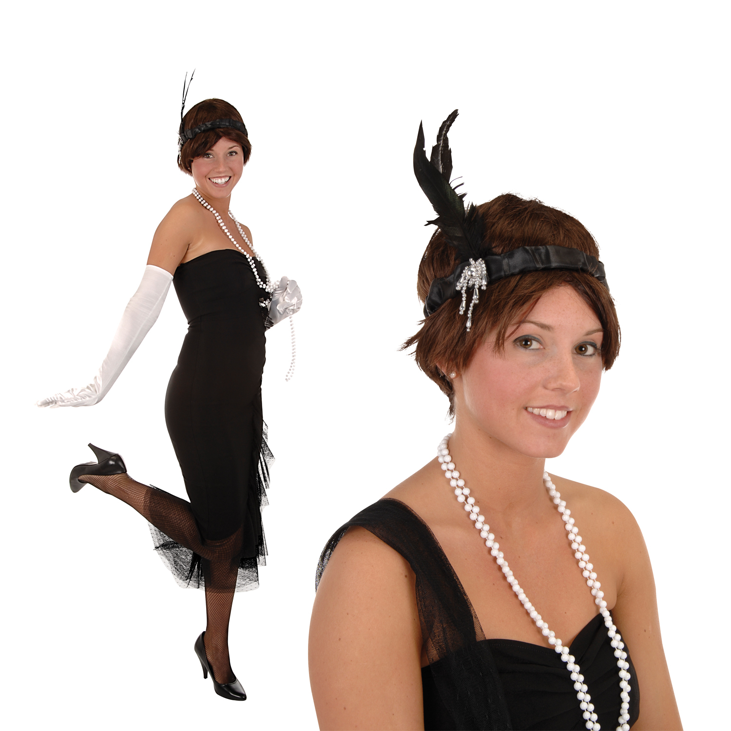 Flapper Feathered Headband Black