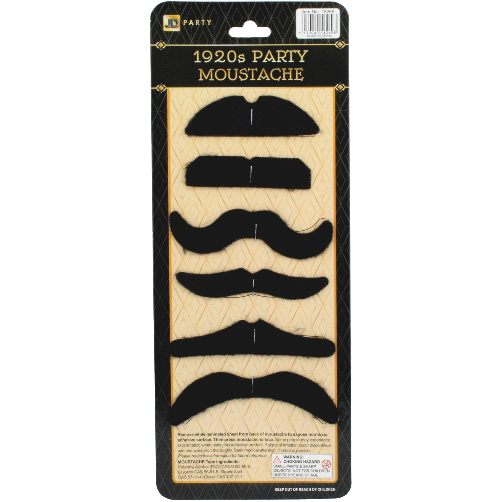 Stick On Party Moustaches (Pack of 6)