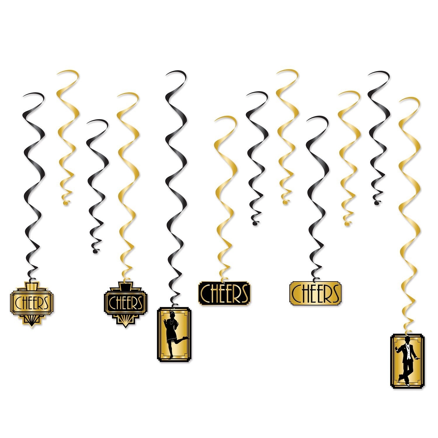 Great 20's Swirl Decorations (Pack of 12)