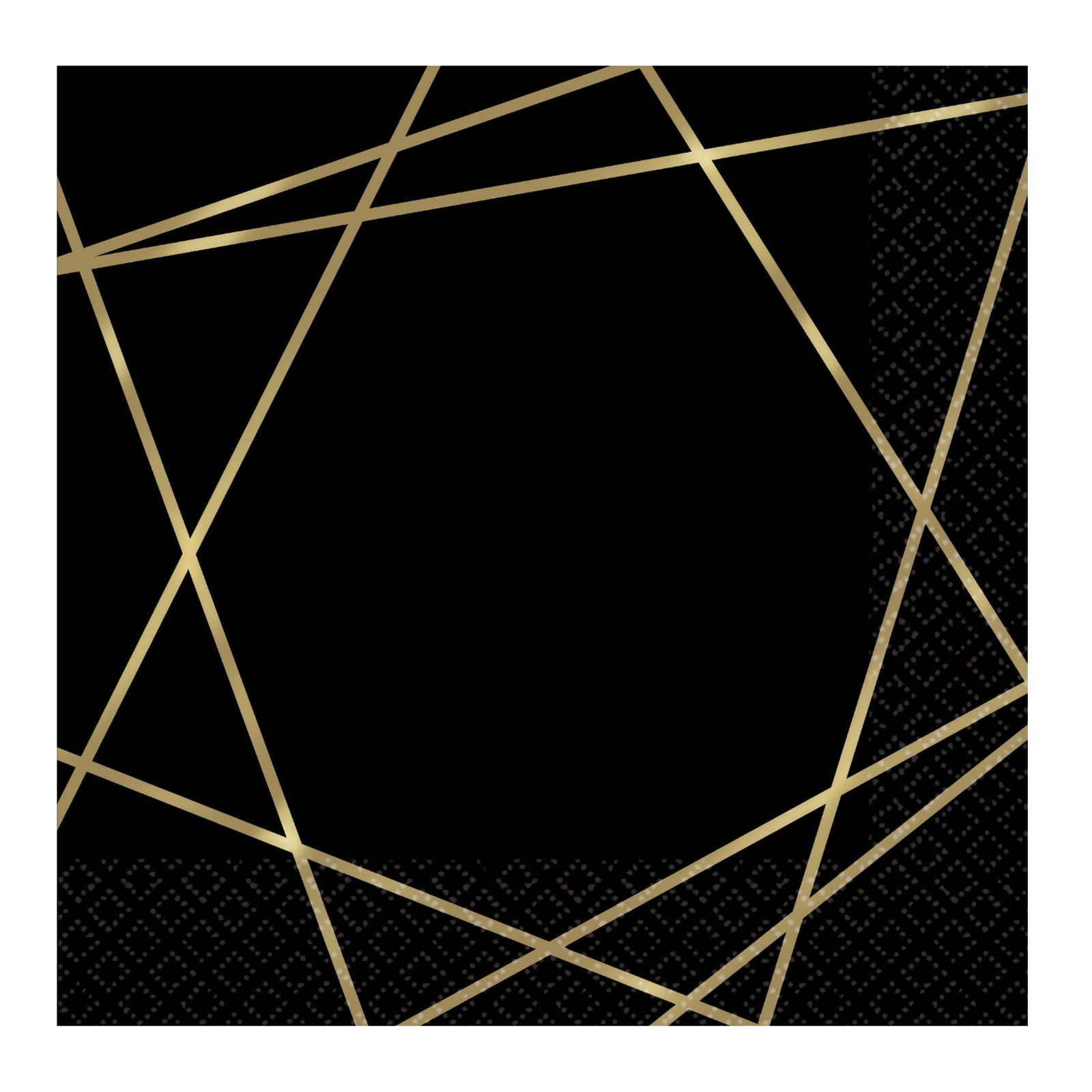 Black & Gold Geometric Small Napkins / Serviettes (Pack of 16)