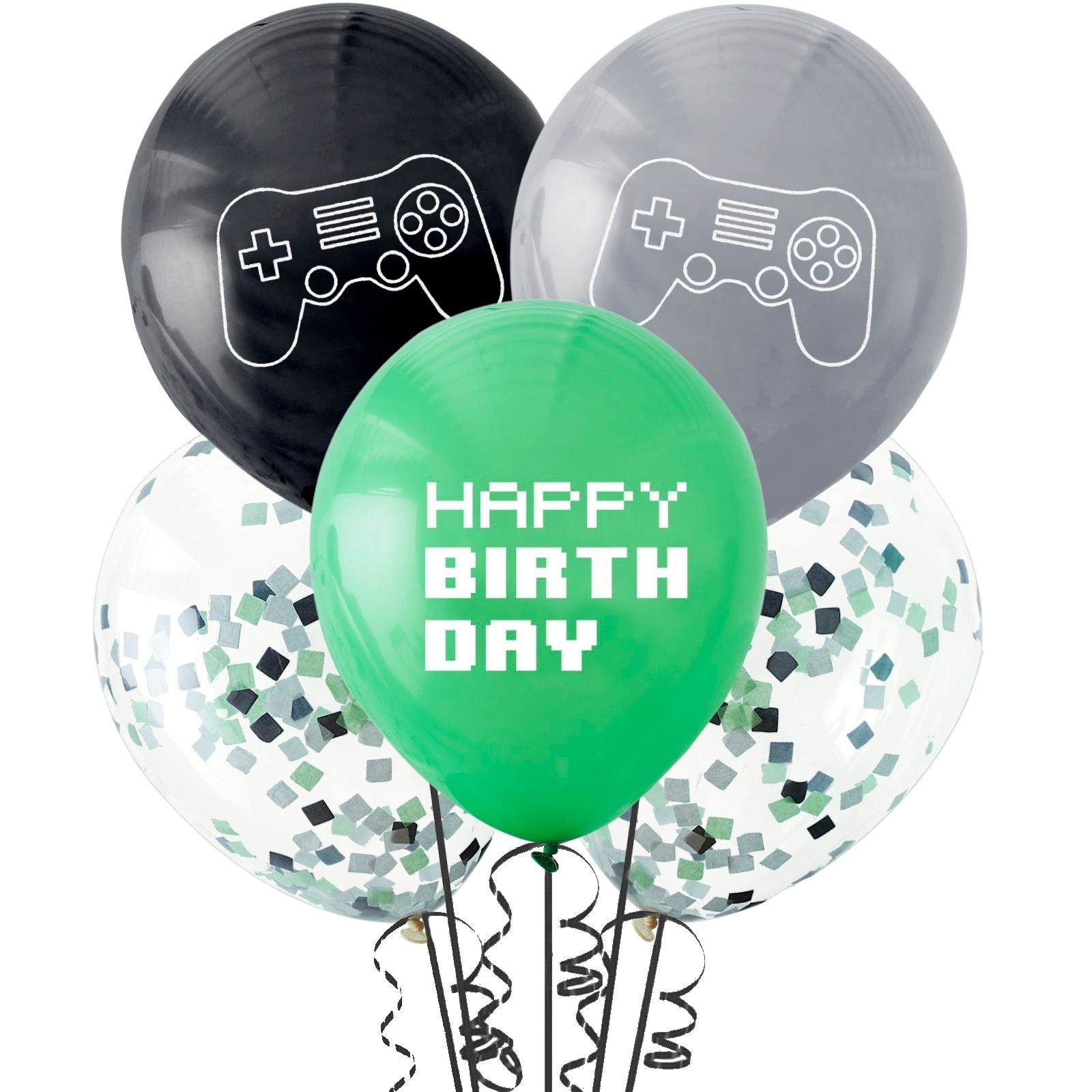 Ginger Ray Game On and Confetti Filled Balloons (Pack of 5)