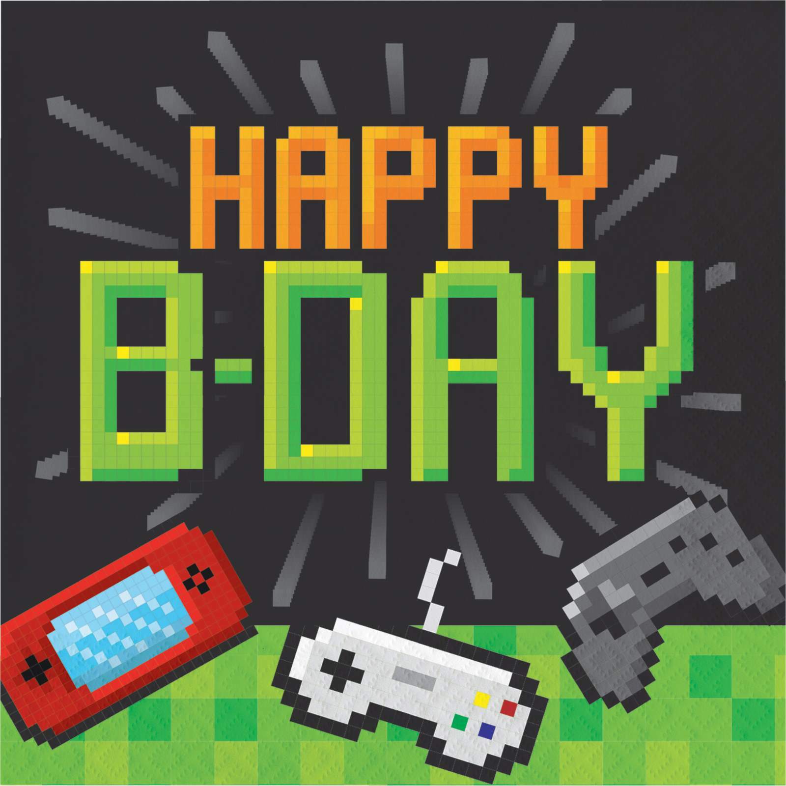 Gaming Party Happy Birthday Large Napkins / Serviettes (Pack of 16)