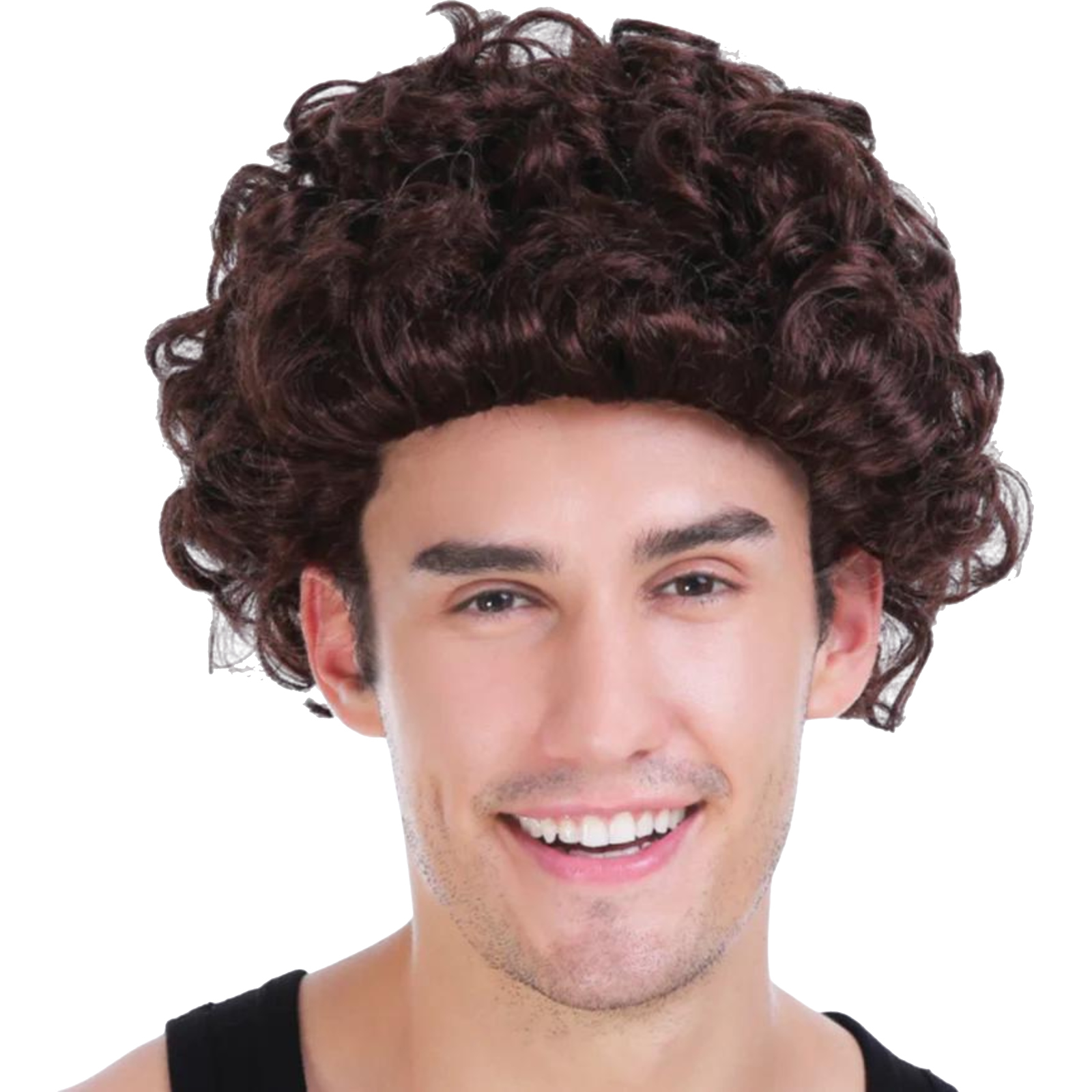 Men s Dark Brown Curly Wig Wigs Facial Hair Costumes Accessories Discount Party Supplies Discount Party Supplies