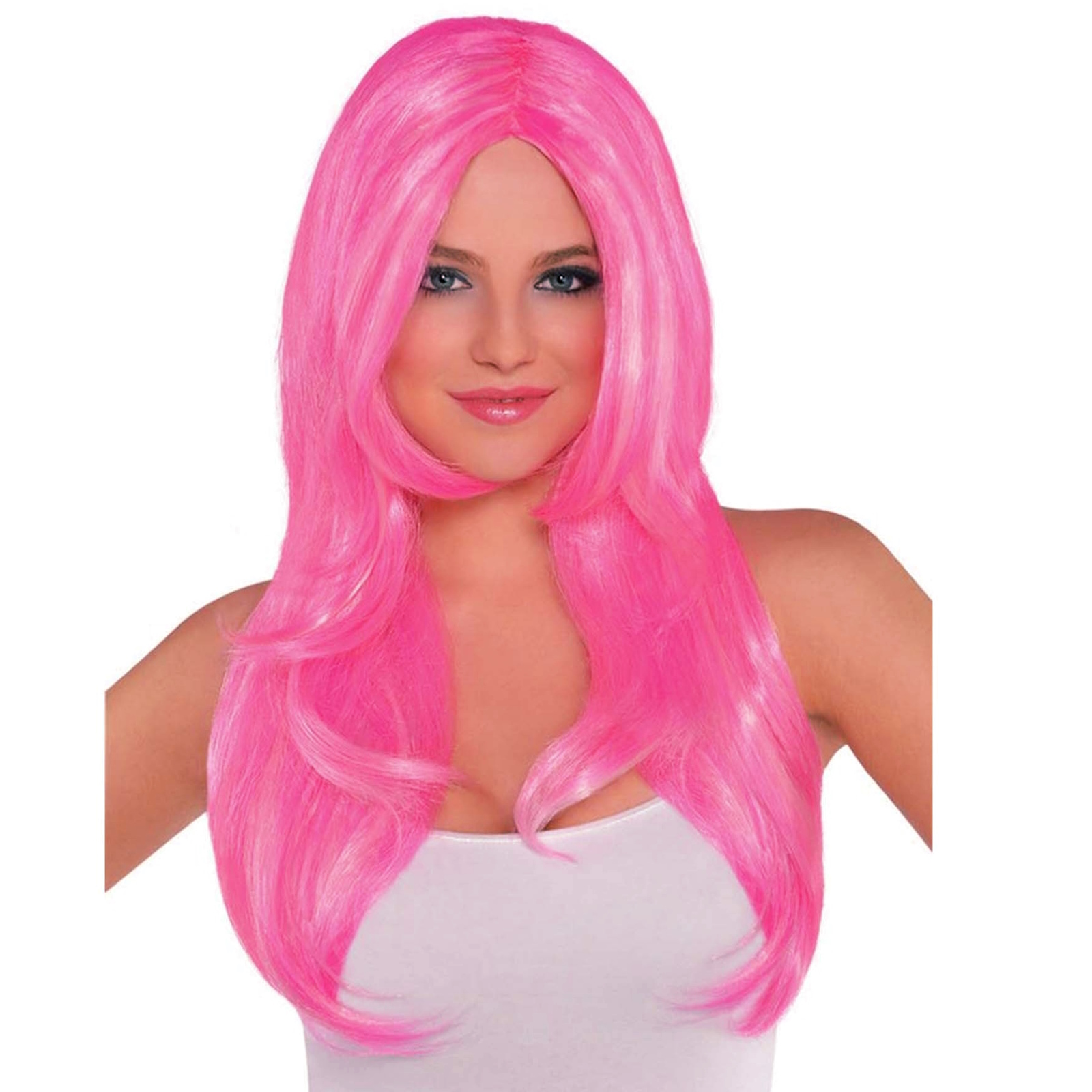 Bright Candy Pink Long Adult Wig
