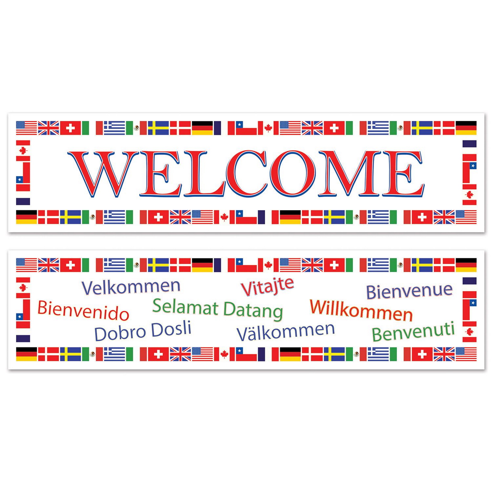International Welcome Plastic Banners (Pack of 2)