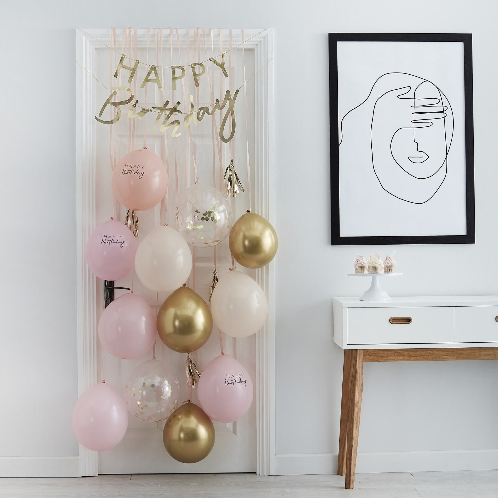 Ginger Ray Pink & Gold Birthday Surprise Balloon Door Kit 