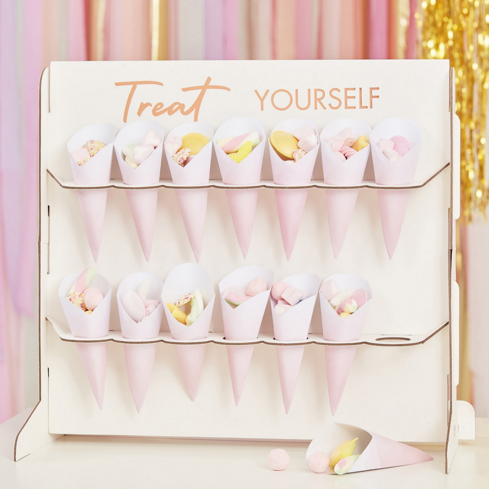 Ginger Ray Rose Gold Treat Yourself Cone Stand