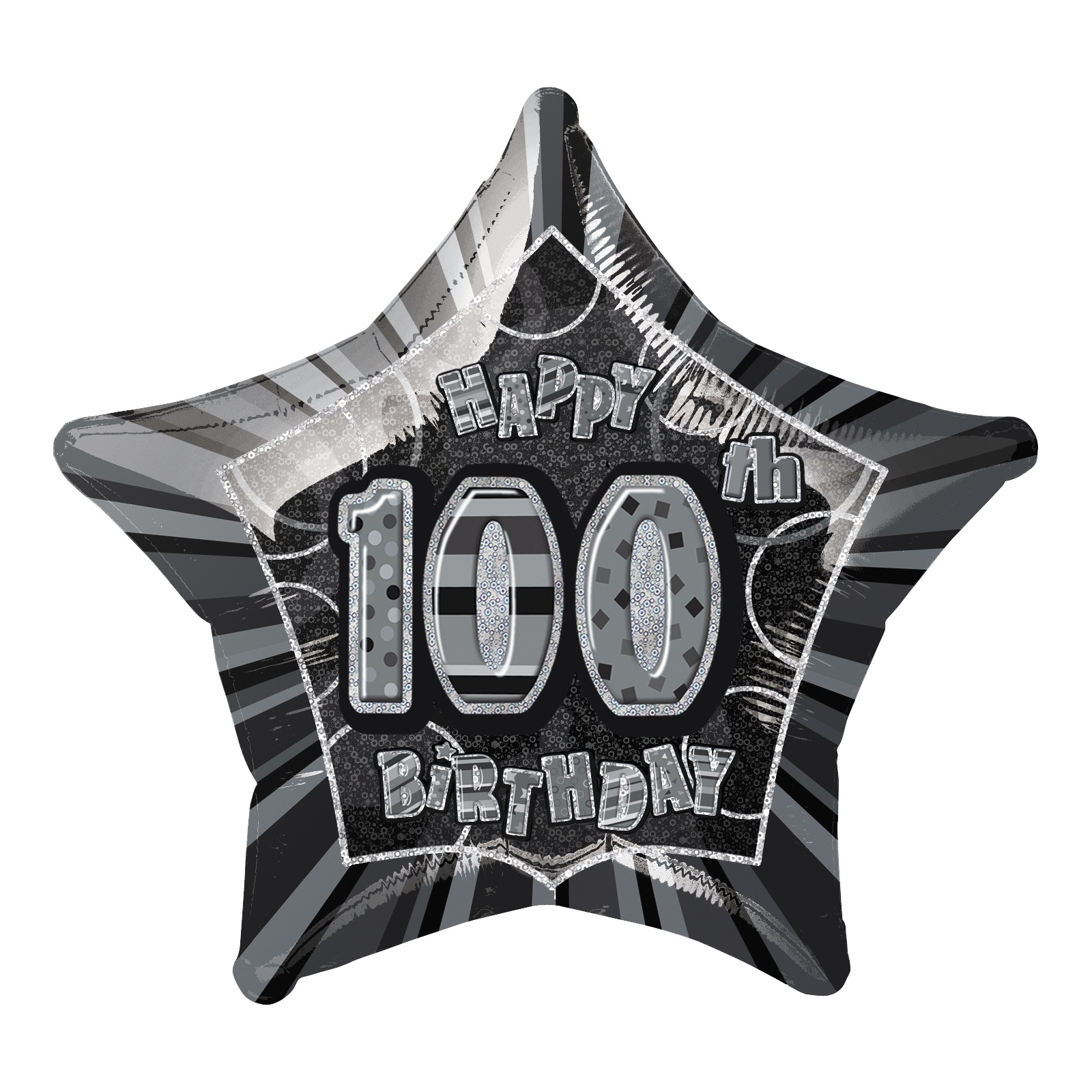 Glitz Black 100th Birthday Helium Balloon