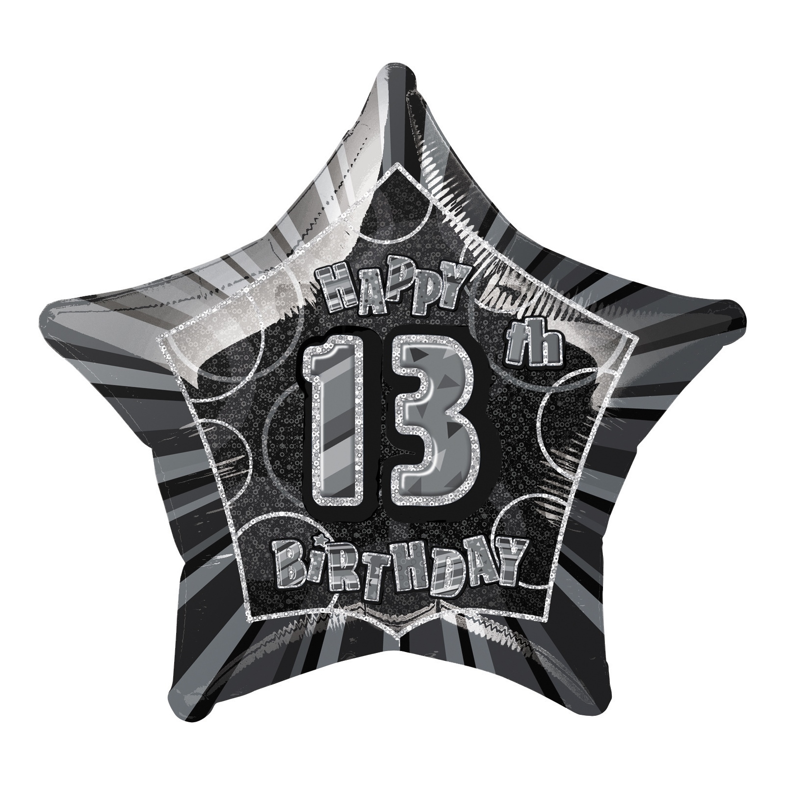 Glitz Black 13th Birthday Helium Balloon