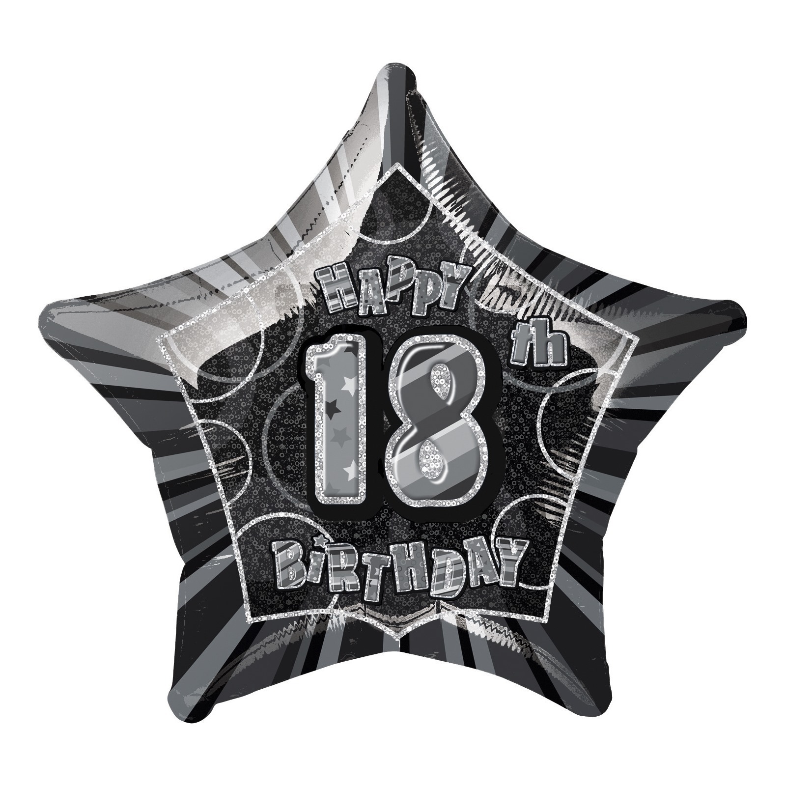 Glitz Black 18th Birthday Helium Balloon