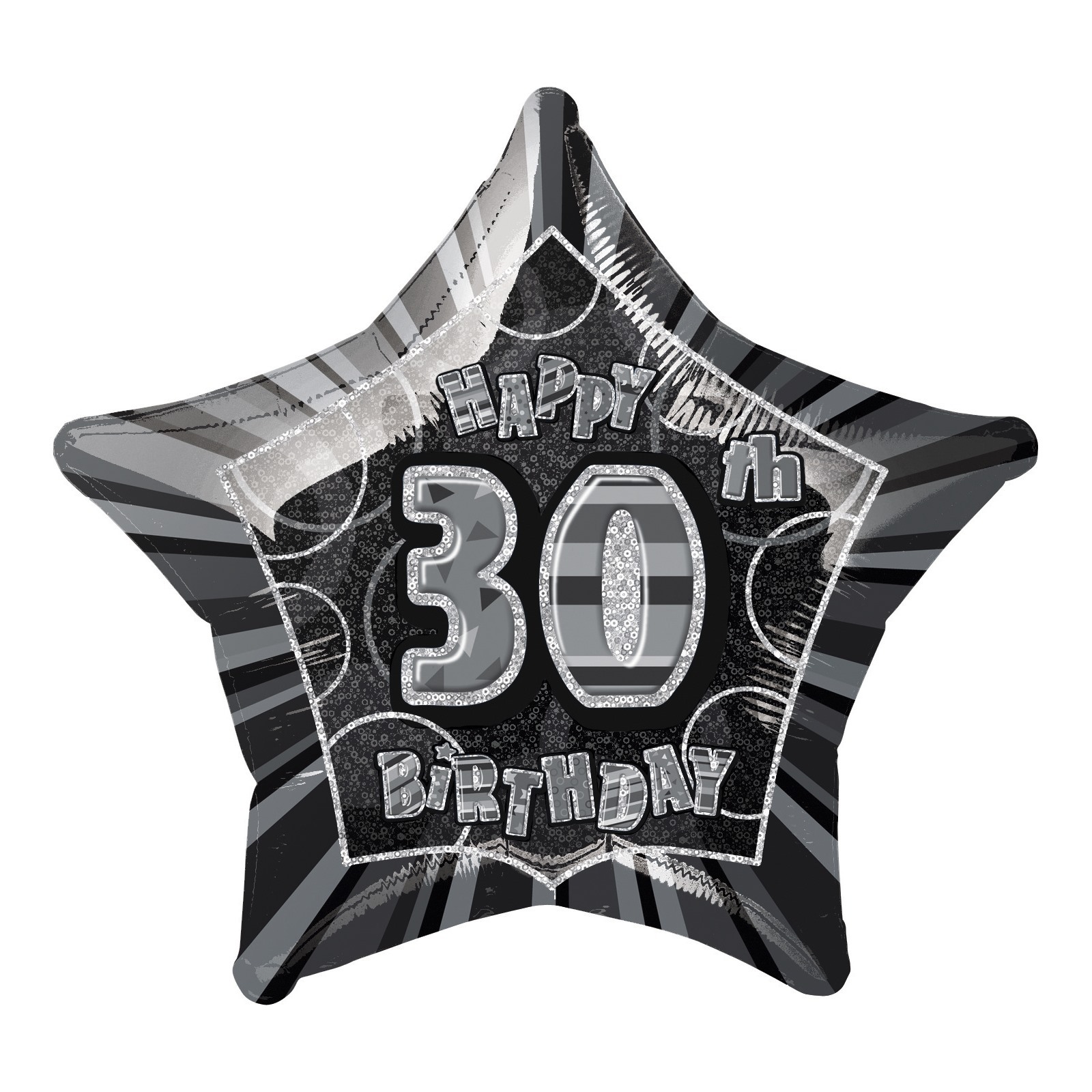 Glitz Black 30th Birthday Helium Balloon