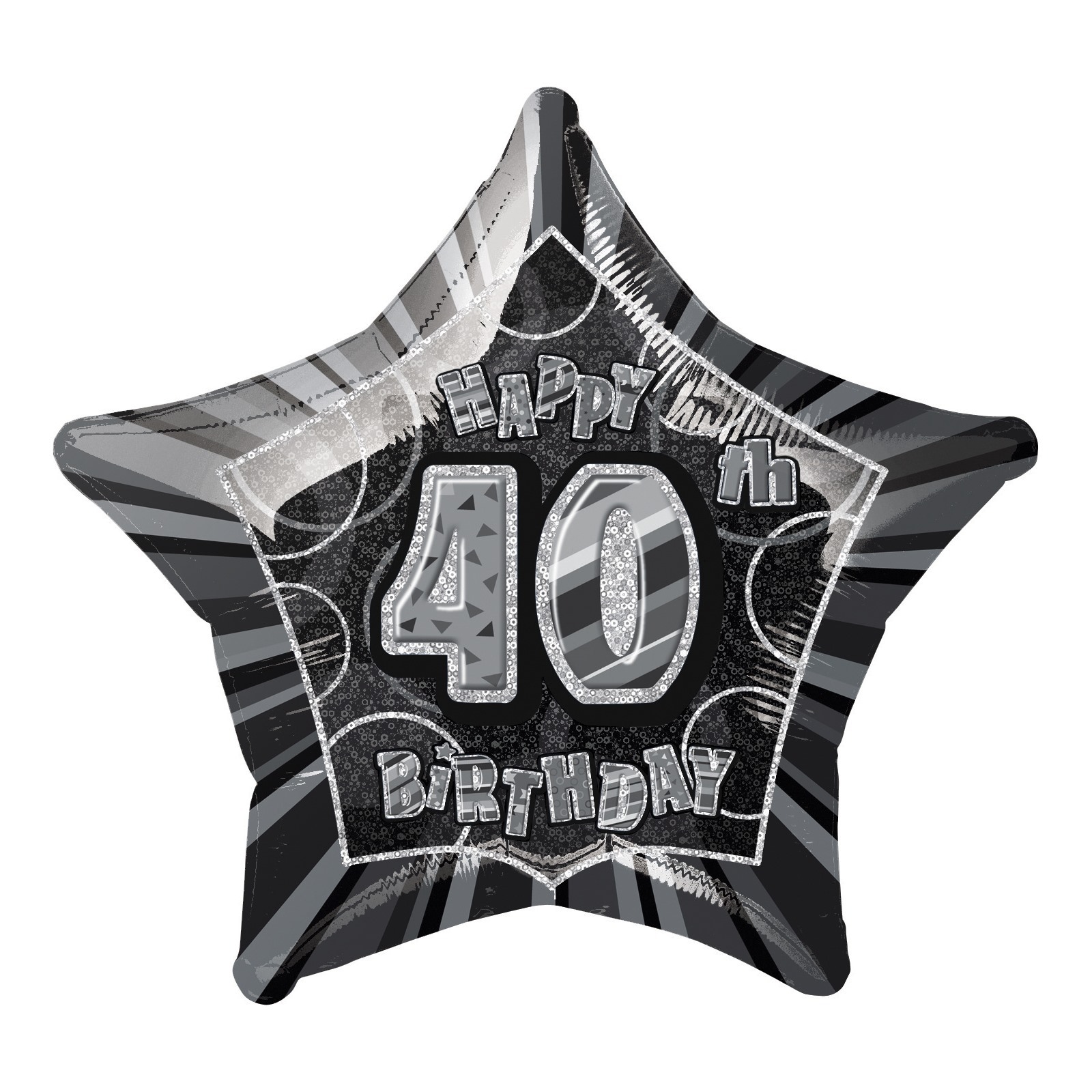 Glitz Black 40th Birthday Helium Balloon