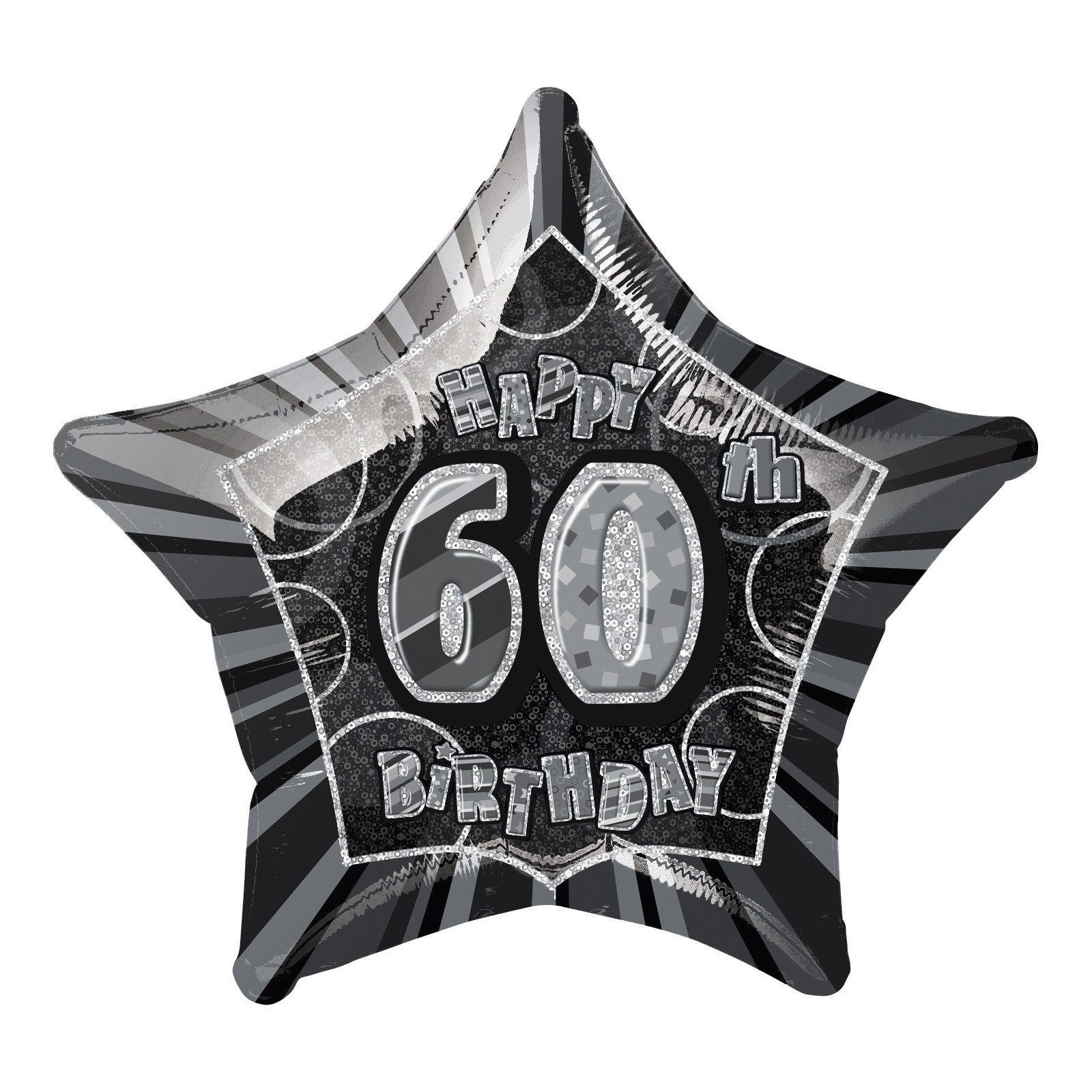 Glitz Black 60th Birthday Helium Balloon