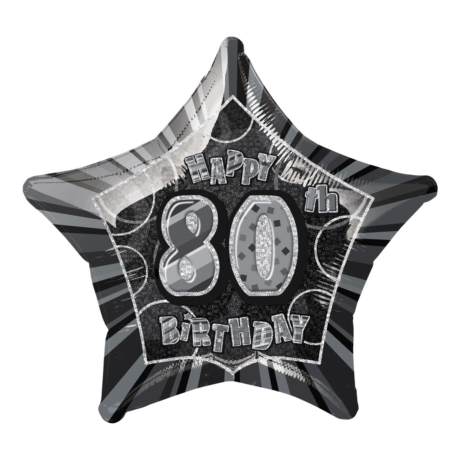 Glitz Black 80th Birthday Helium Balloon