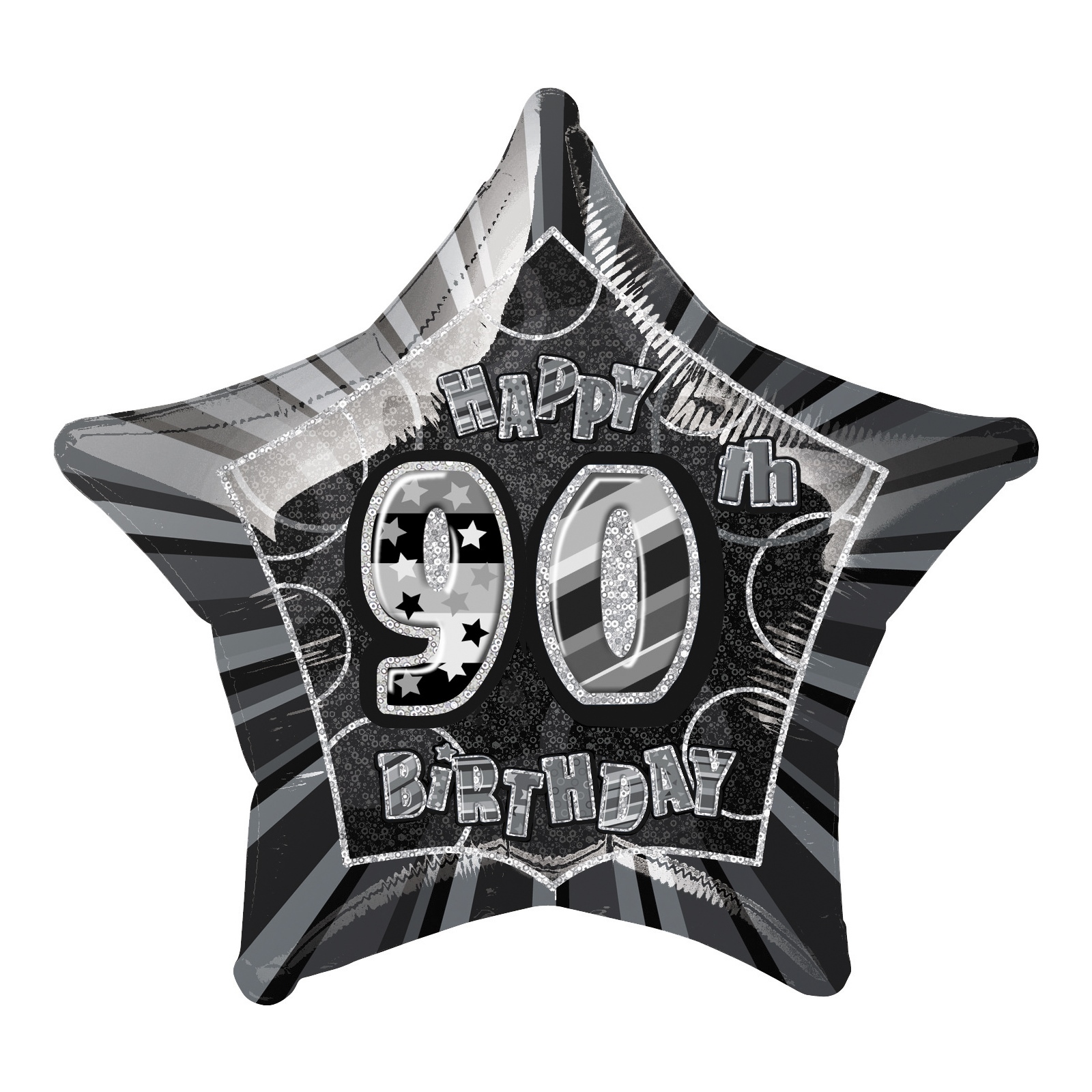 Glitz Black 90th Birthday Helium Balloon