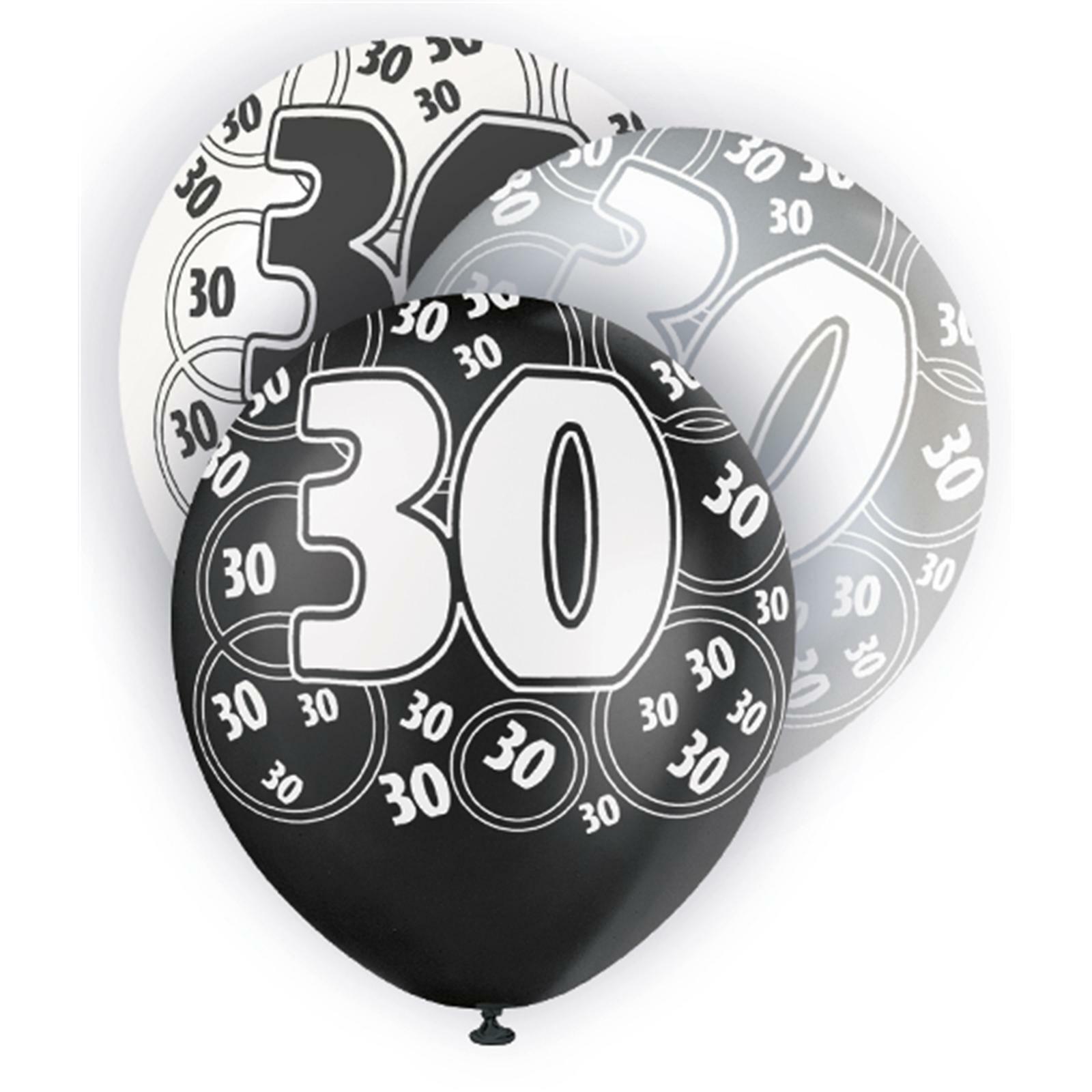 Glitz 30th Birthday Balloons (Pack of 6)