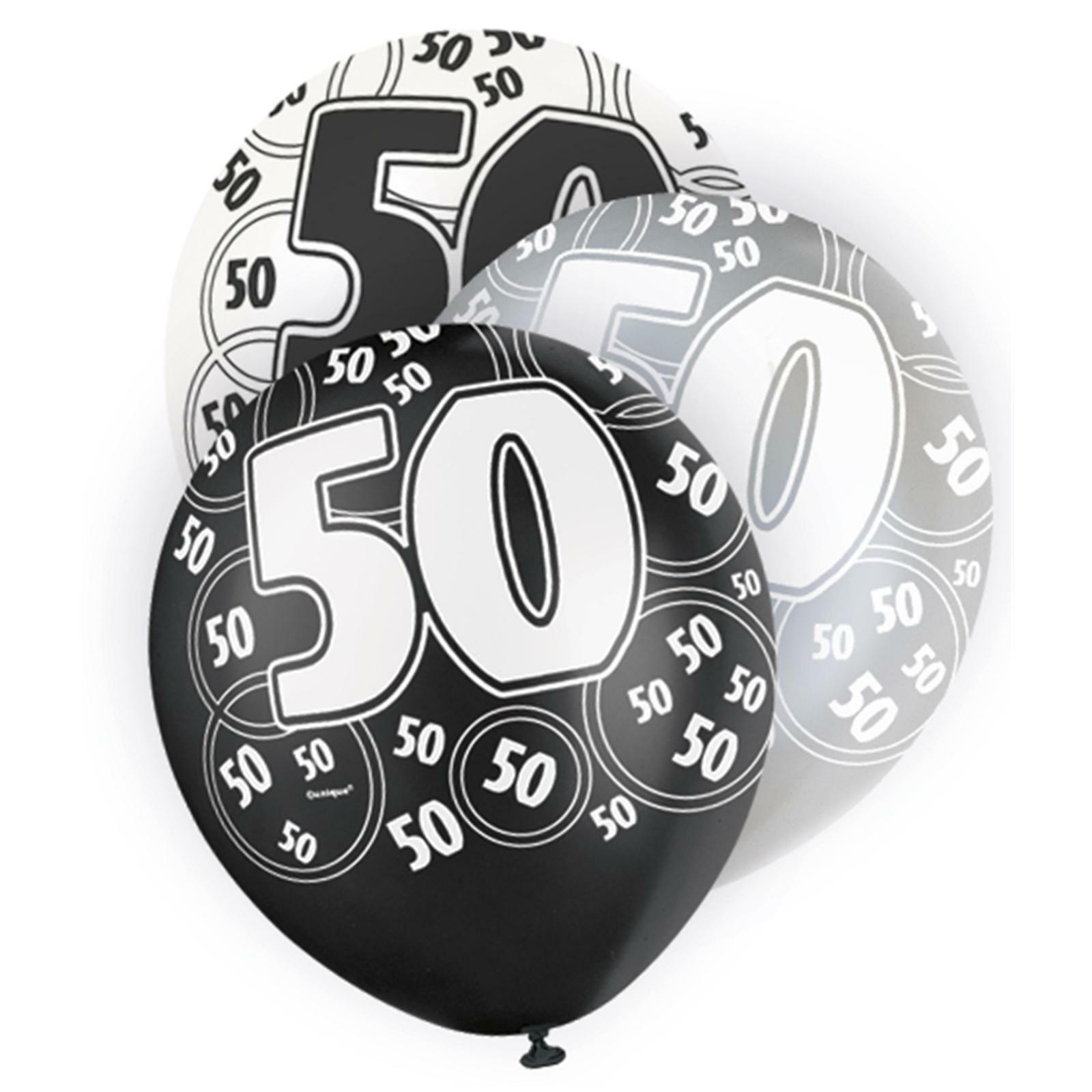 Glitz 50th Birthday Balloons (Pack of 6)