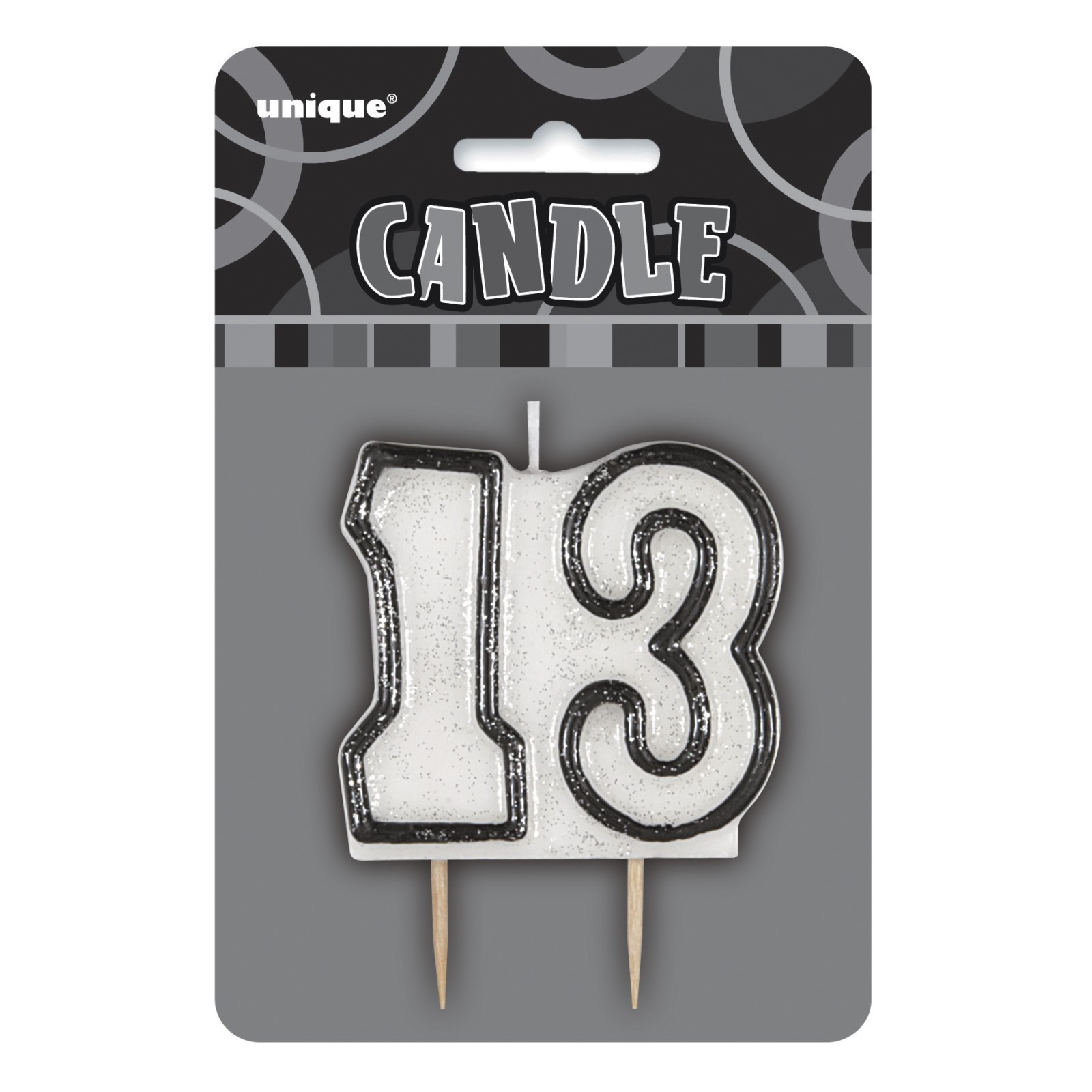 Glitz Black 13th Birthday Candle
