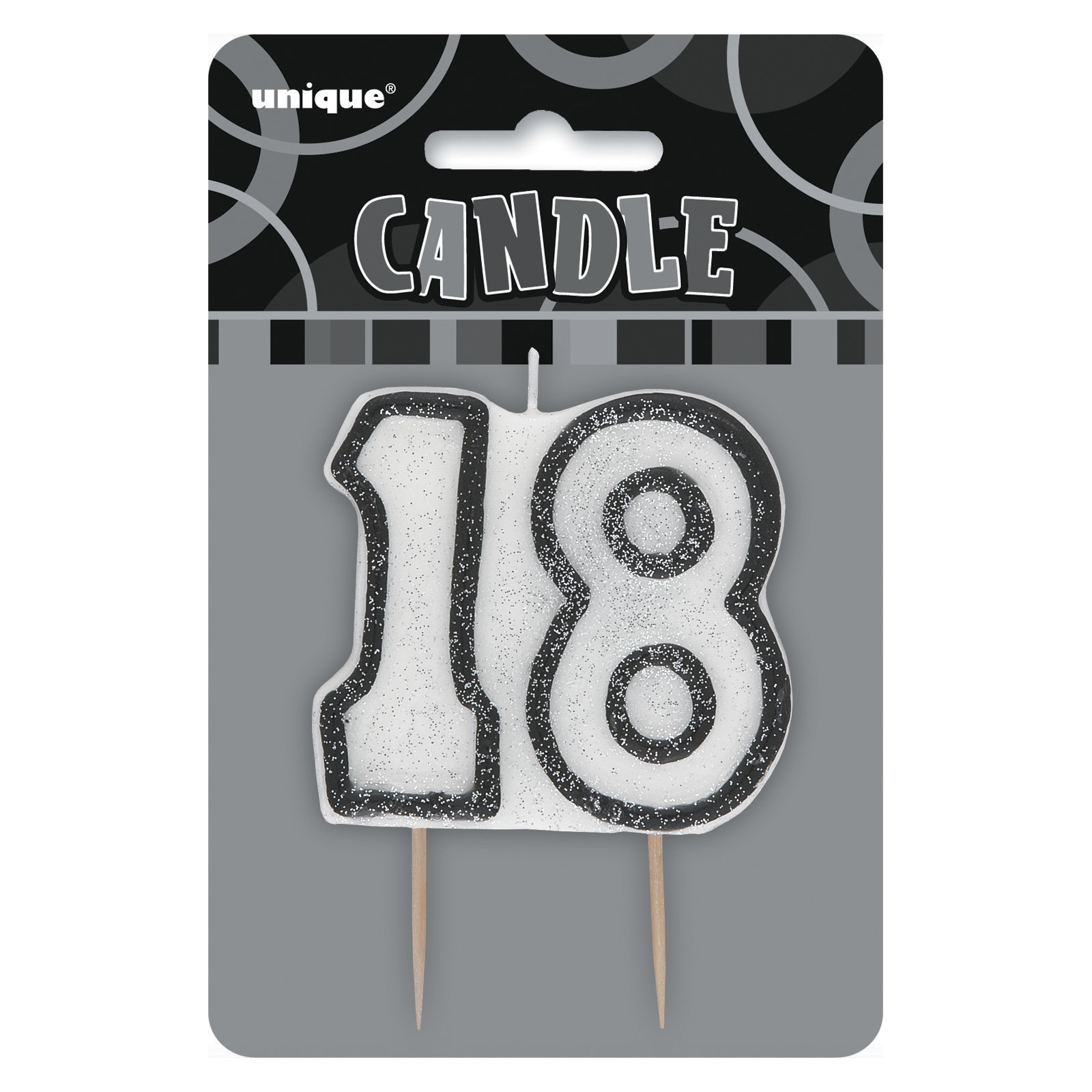 Glitz Black 18th Birthday Candle