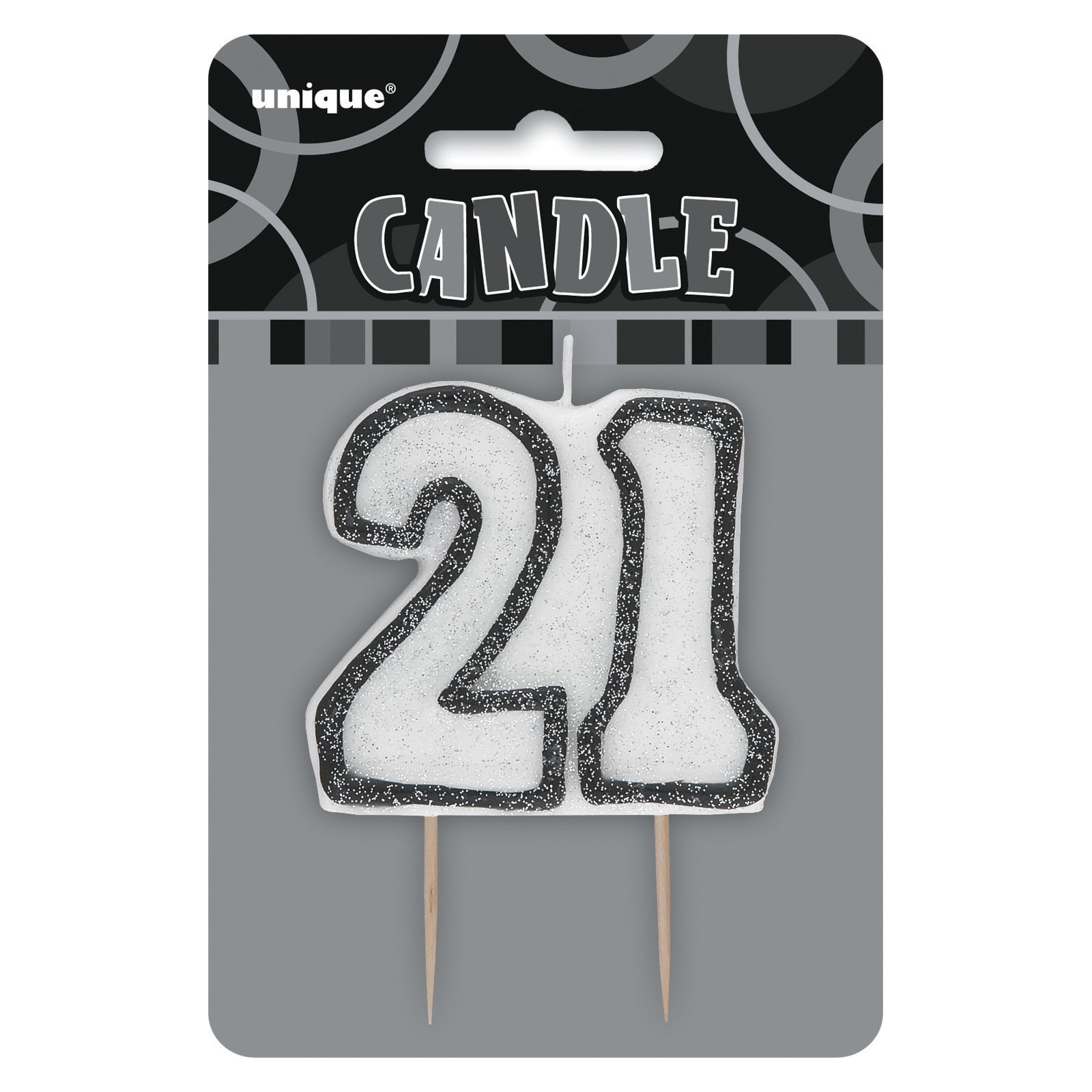 Glitz Black 21st Birthday Candle