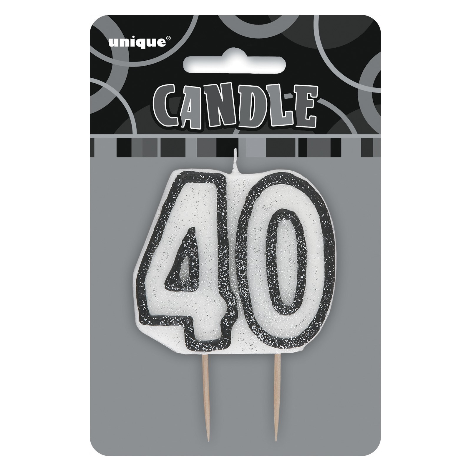 Glitz Black 40th Birthday Candle
