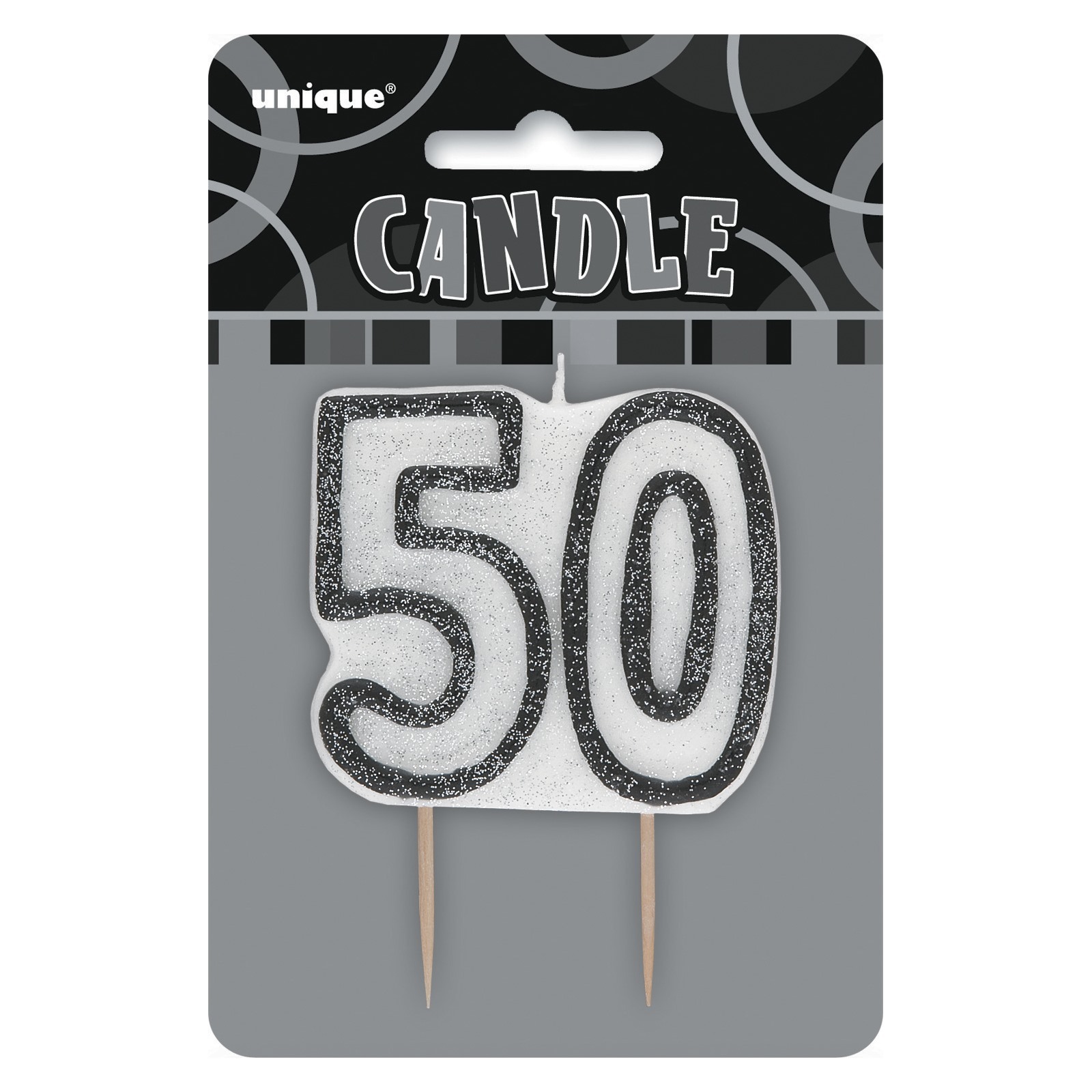 Glitz Black 50th Birthday Candle